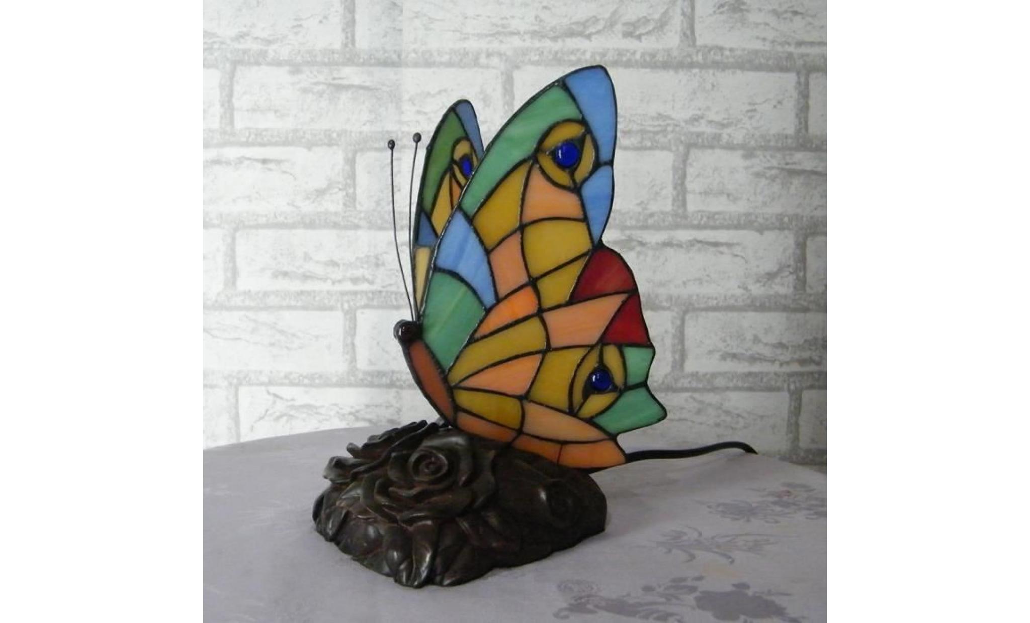 papillon de décoration de chambre base de résine de lampes de table de bureau verre multicolore fait main pas cher