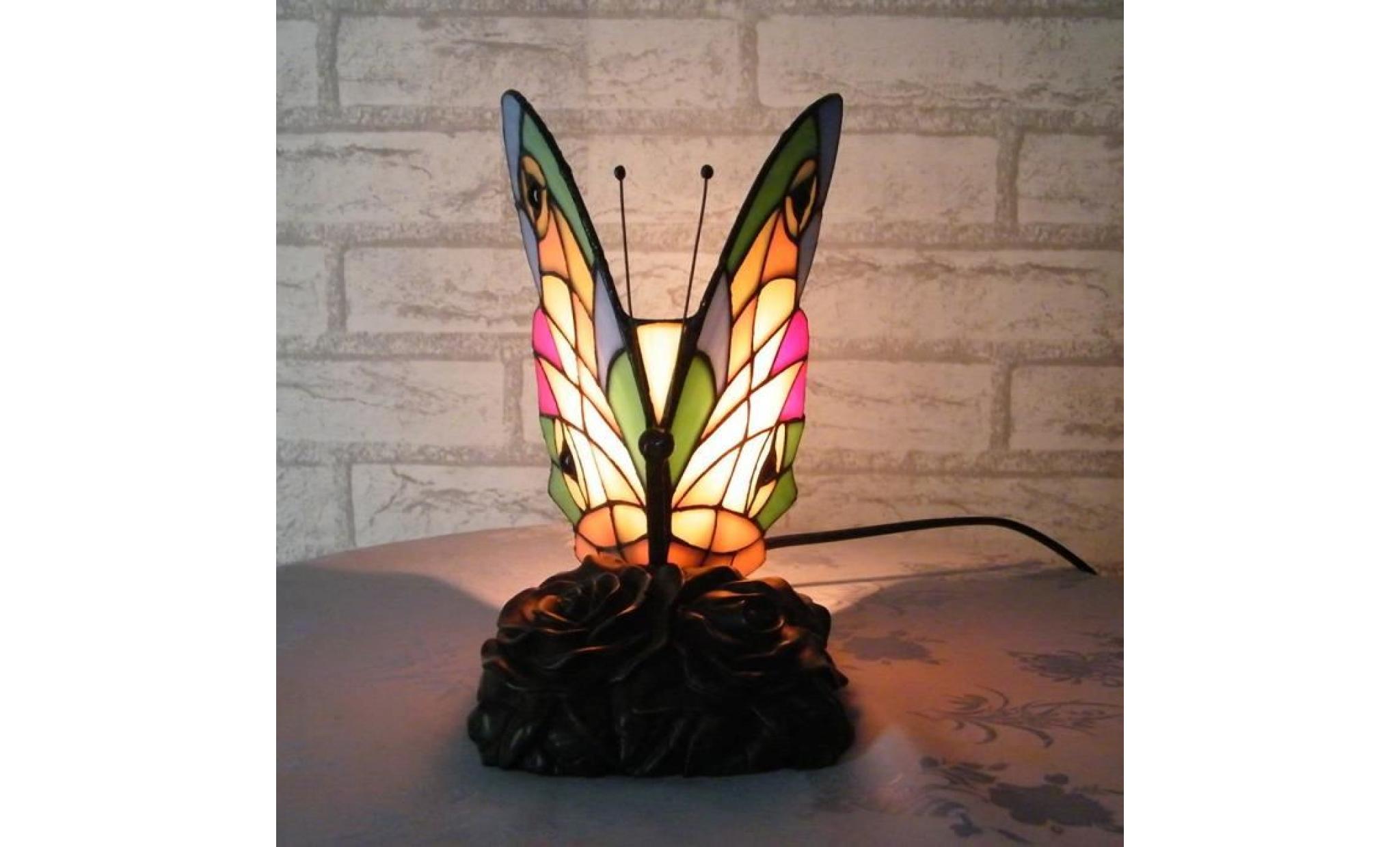 papillon de décoration de chambre base de résine de lampes de table de bureau verre multicolore fait main pas cher