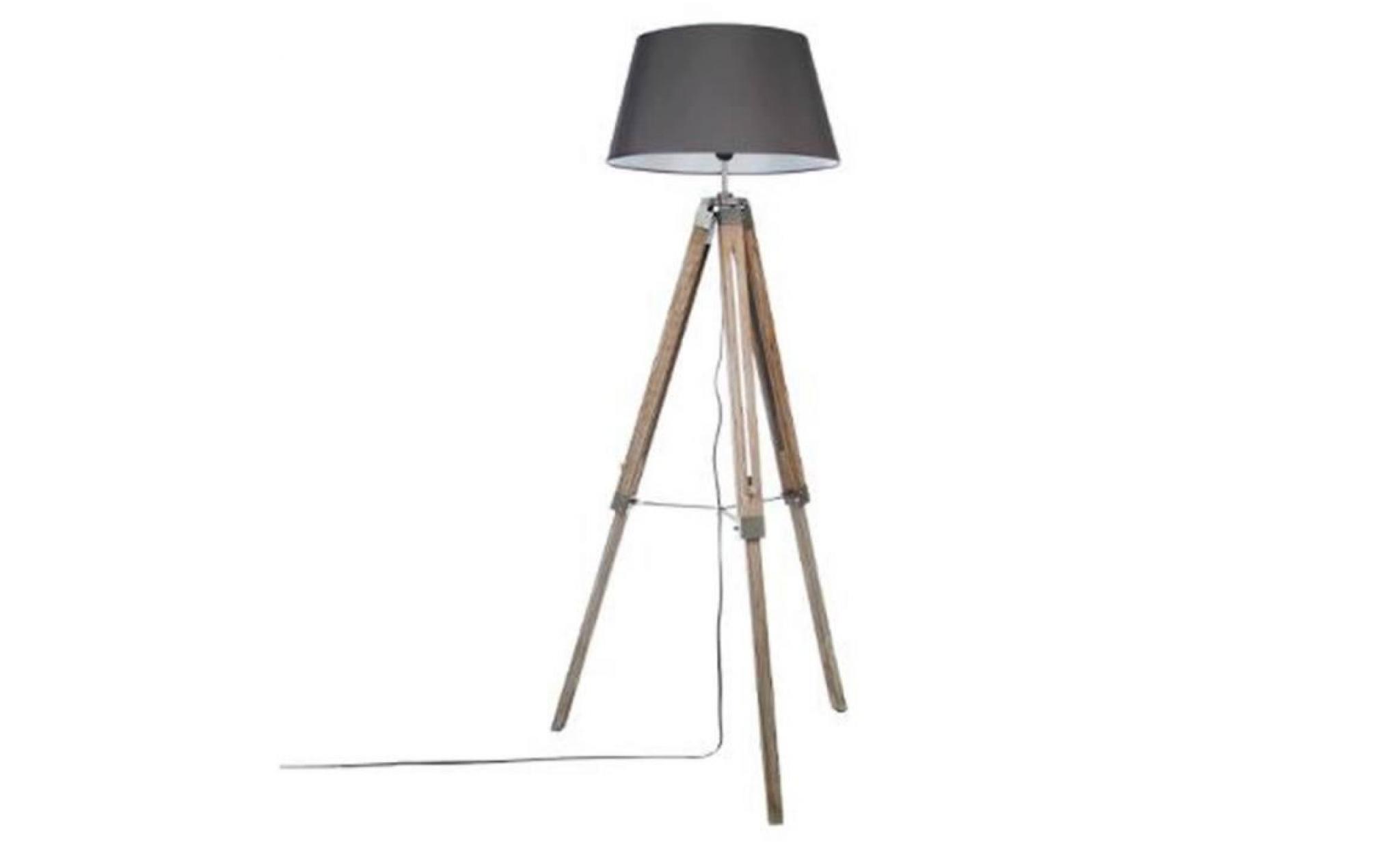 paris prix   lampadaire trépied bois 145cm gris