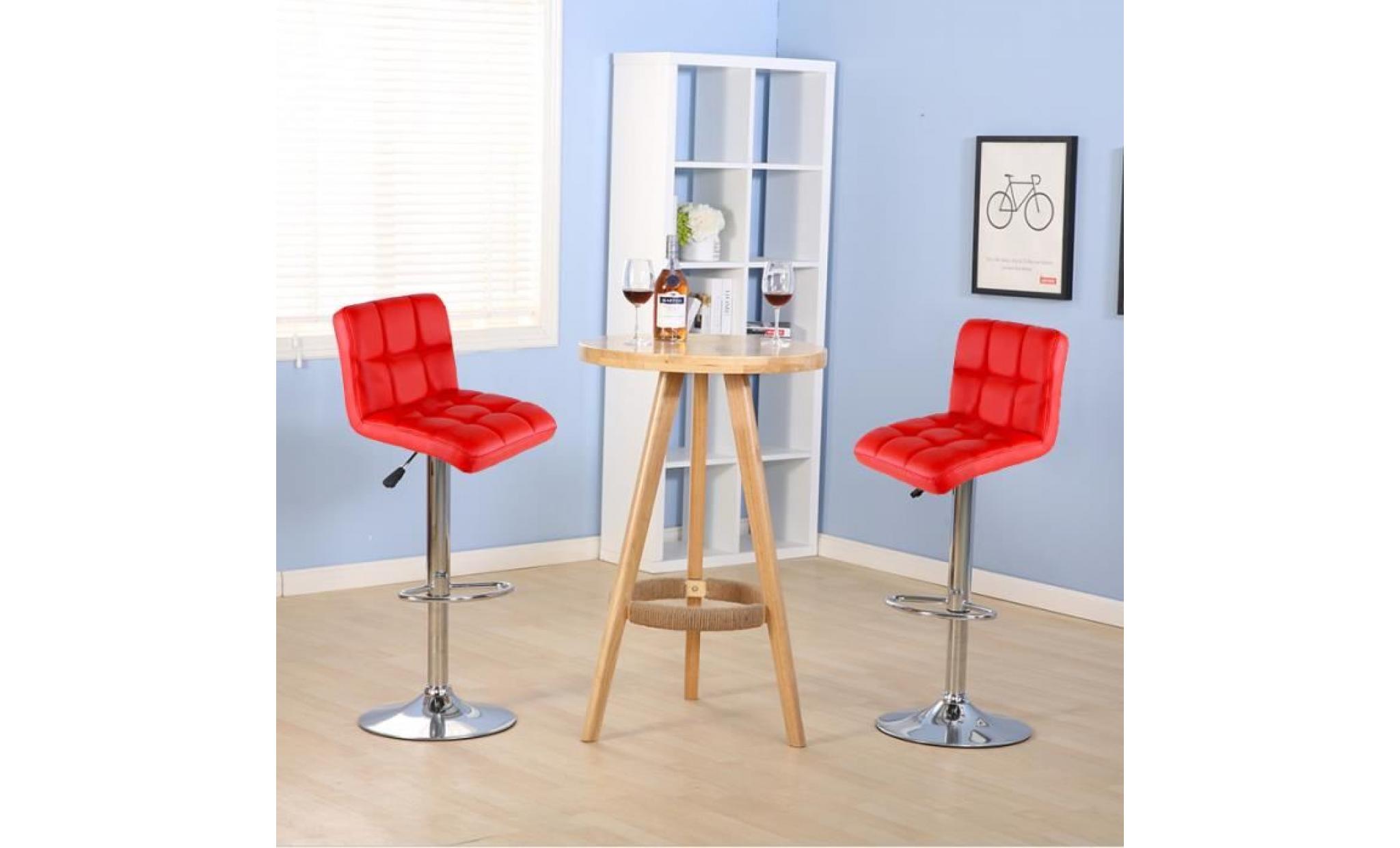 pe tabouret chaise de bar lot de 2 en simili cuir et métal réglable en hauteur rotatif rouge，tabouret de siège