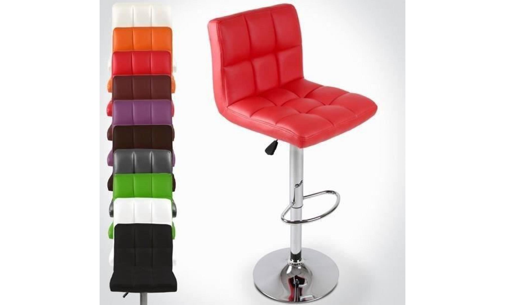 pe tabouret chaise de bar lot de 2 en simili cuir et métal réglable en hauteur rotatif rouge，tabouret de siège pas cher