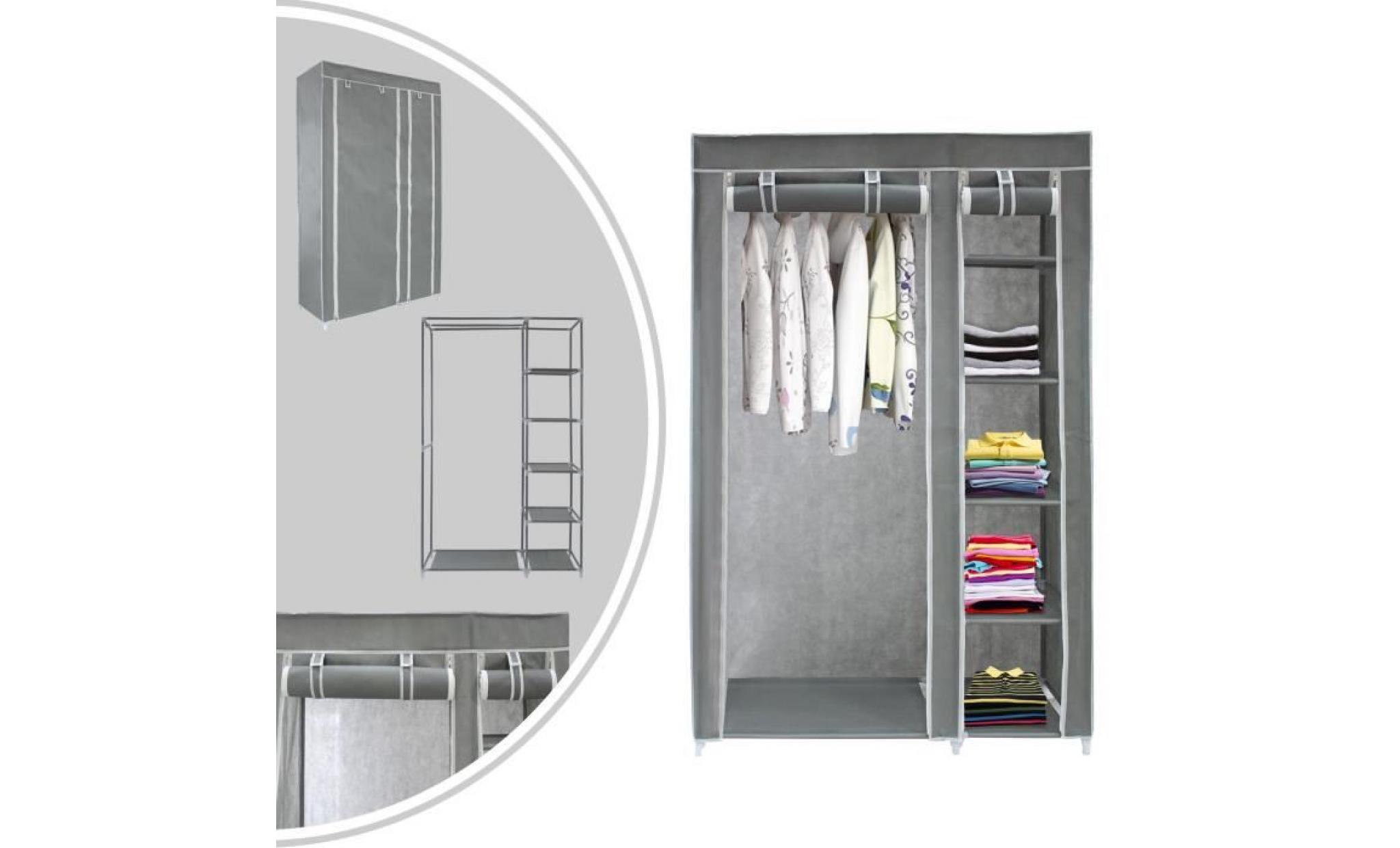 penderie, armoire, 2 portes, 172 x 105 x 43 cm, gris, matériau:  tubes en acier inoxydable, connecteurs de tuyaux en plastique