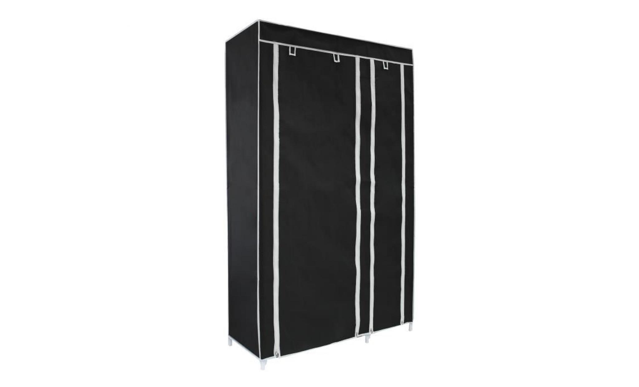 penderie, armoire, 2 portes, 172 x 105 x 43 cm, noir, matériau:  tubes en acier inoxydable, connecteurs de tuyaux en plastique pas cher