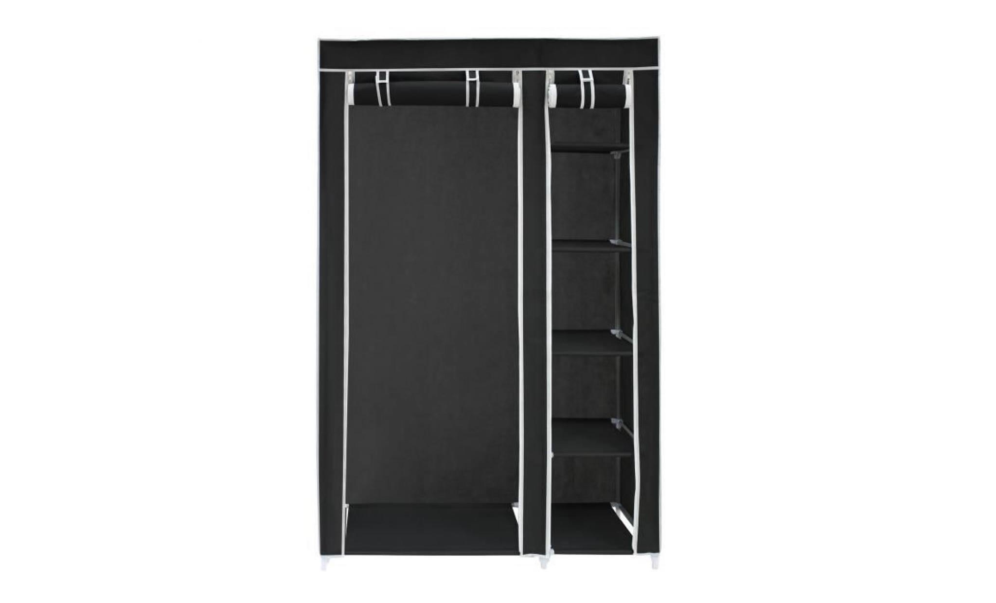 penderie, armoire, 2 portes, 172 x 105 x 43 cm, noir, matériau:  tubes en acier inoxydable, connecteurs de tuyaux en plastique pas cher