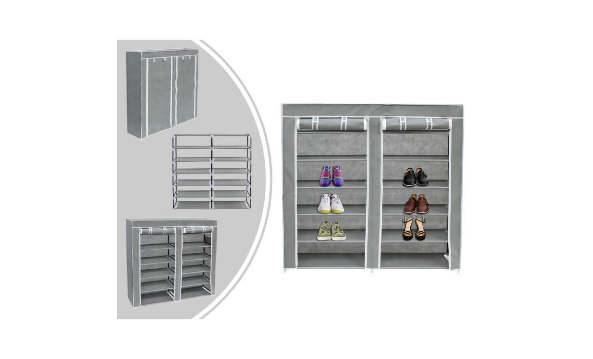 penderie, armoire, 2 portes, placard à chaussures, 114 x 110 x 28 cm, noir, matériau:  tubes en acier inoxydable