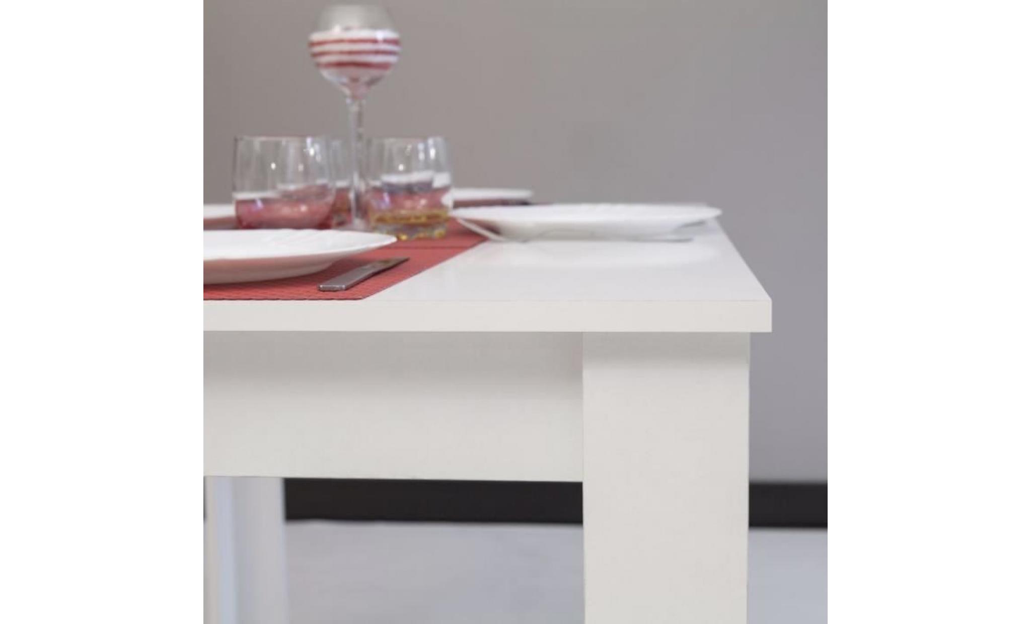 pepper table à manger 4 à 6 personnes style contemporain mélaminée blanc   l 110 x l 70 cm pas cher