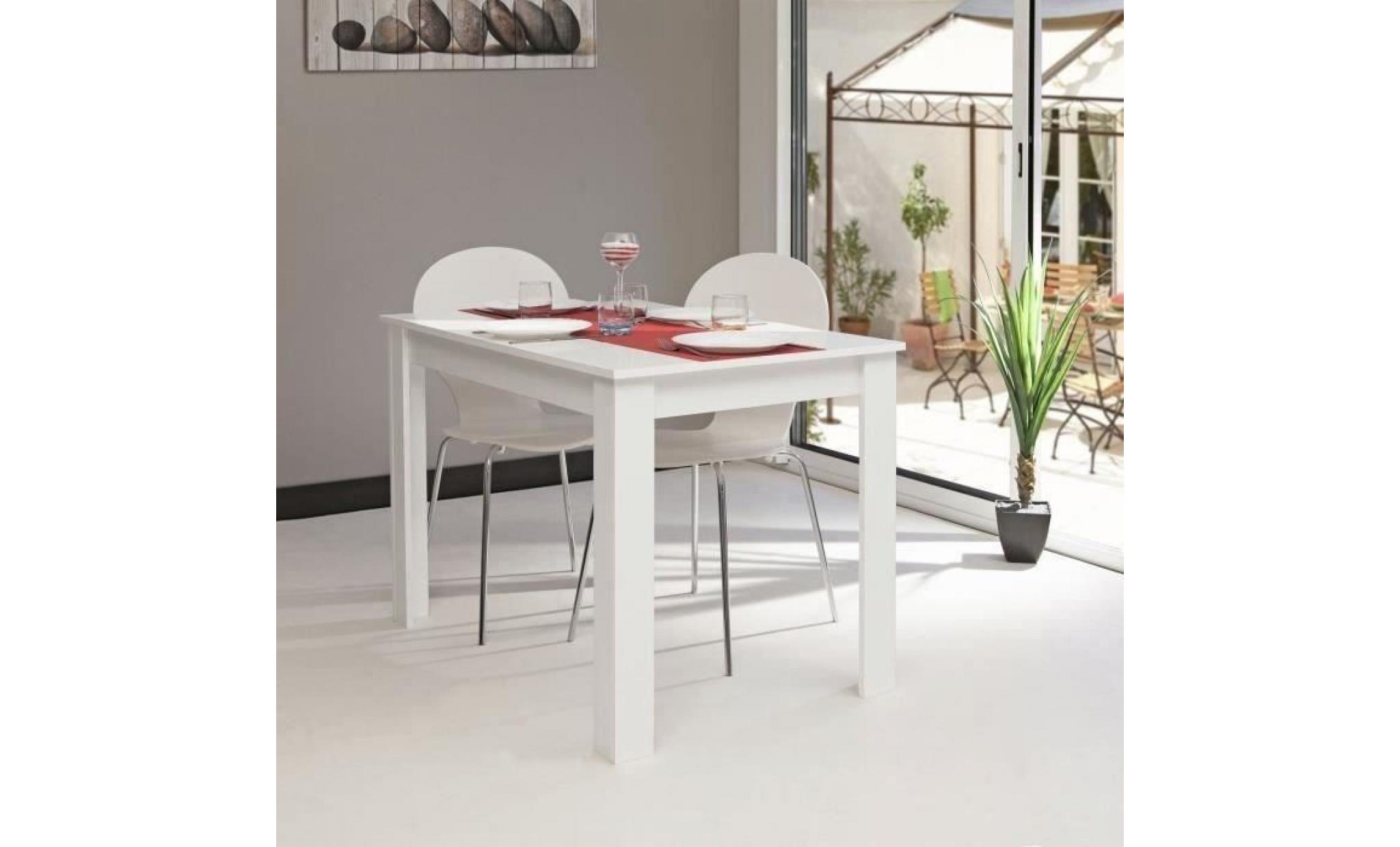 pepper table à manger 4 à 6 personnes style contemporain mélaminée blanc   l 110 x l 70 cm pas cher