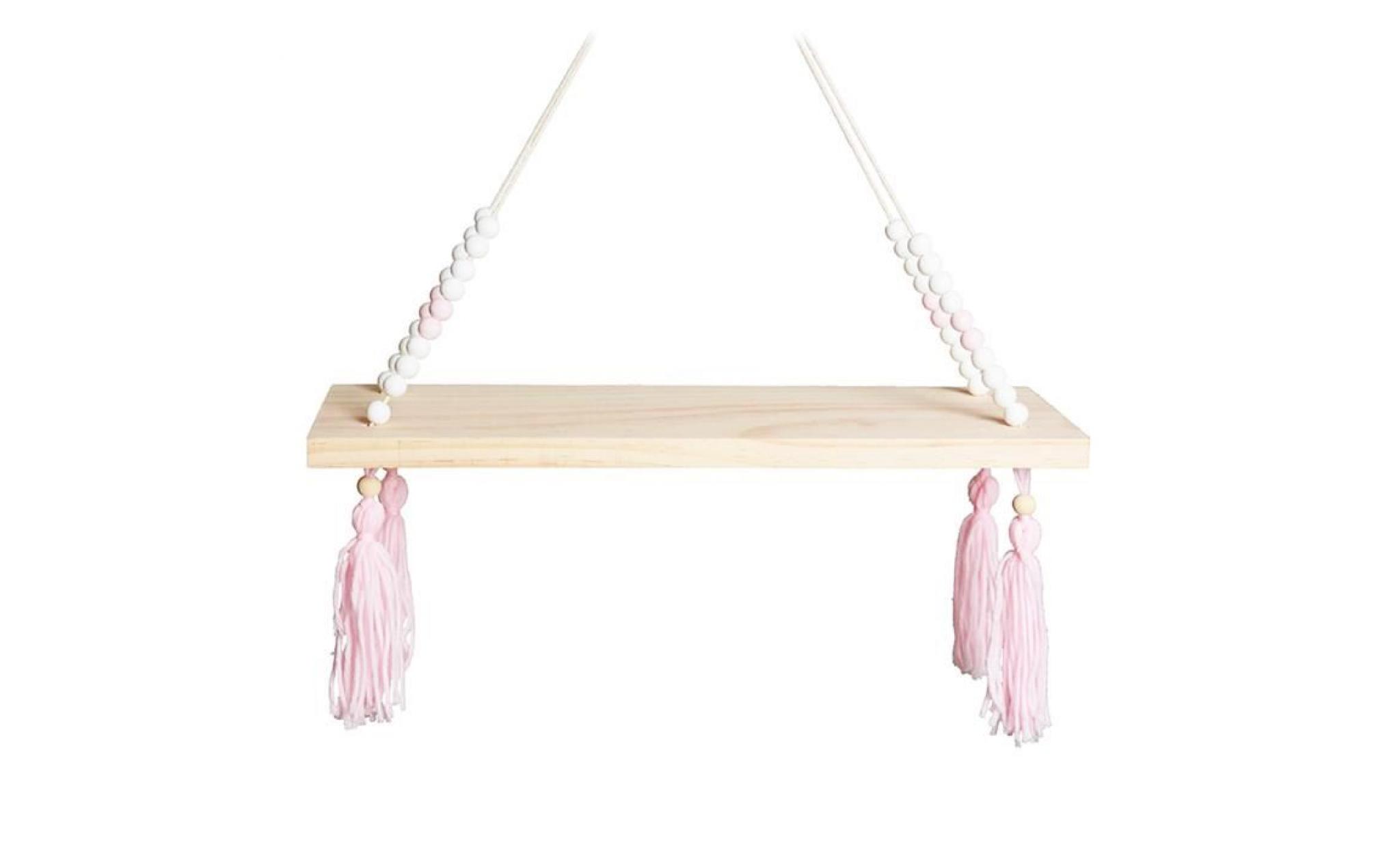 perles nordiques planche de bois tenture tenue de rangement etagère pour enfants décor À la maison rose