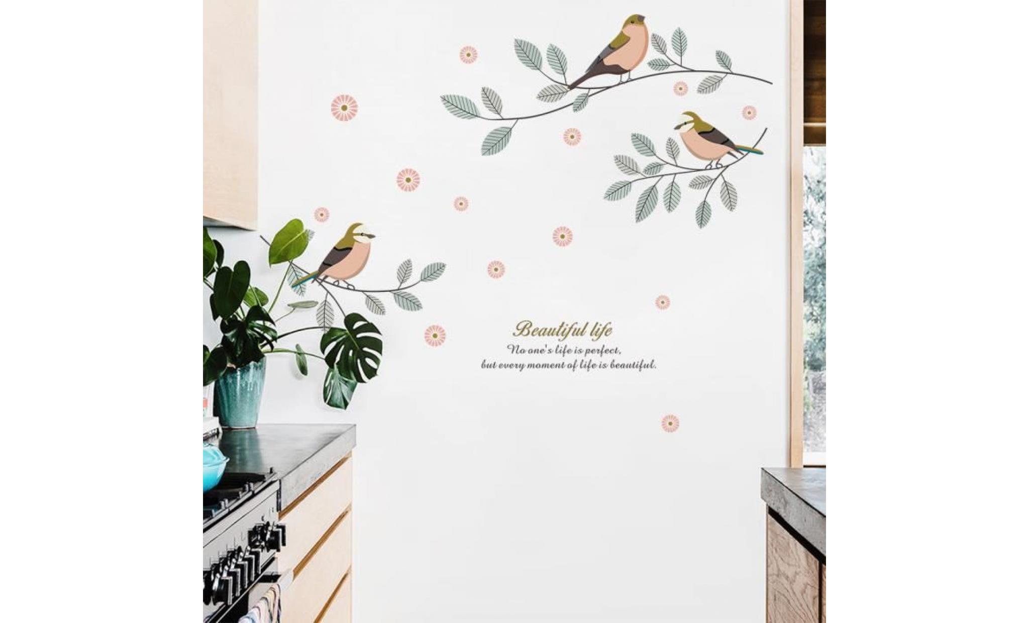 personnalité chambre cabinet décoration couleur oiseau arbre fond d'écran auto adhésif@zoozipo7065