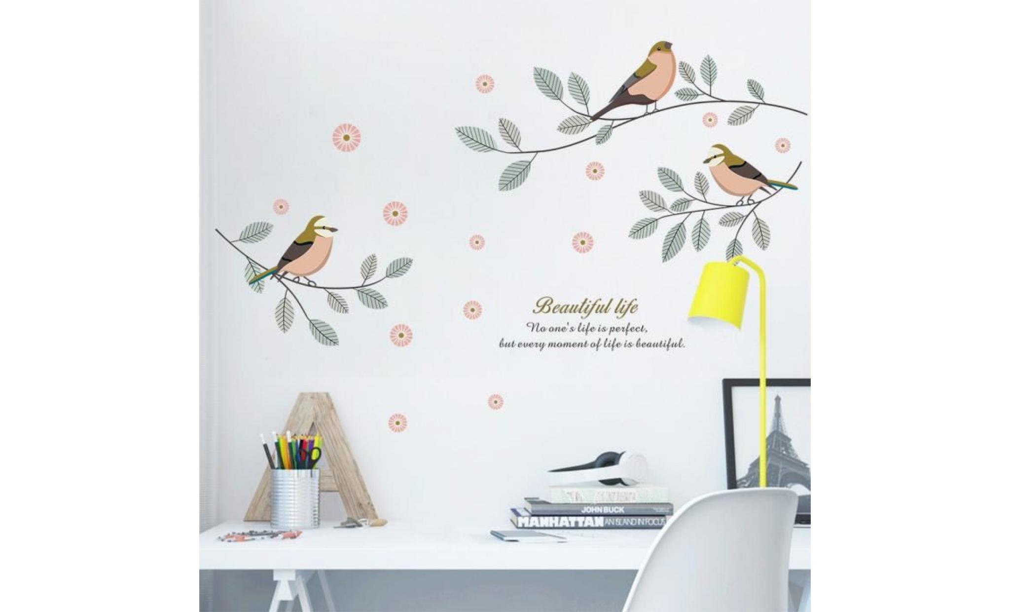 personnalité chambre cabinet décoration couleur oiseau arbre fond d'écran auto adhésif@zoozipo7065 pas cher
