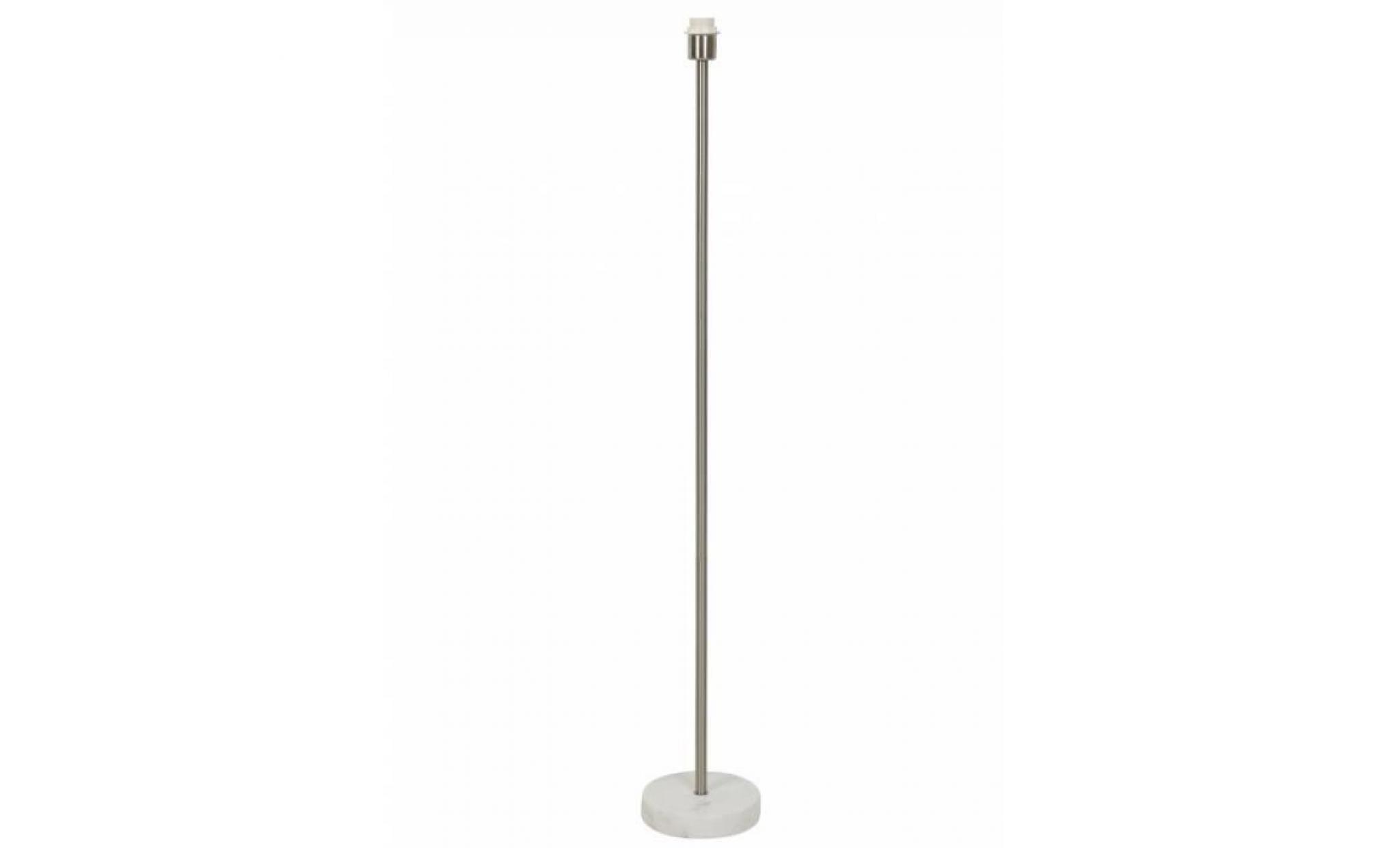 pied de lampe calvi eclairage classique luminaire lampadaire droit en métal patiné argent et socle en marbre blanc 20x20x131cm