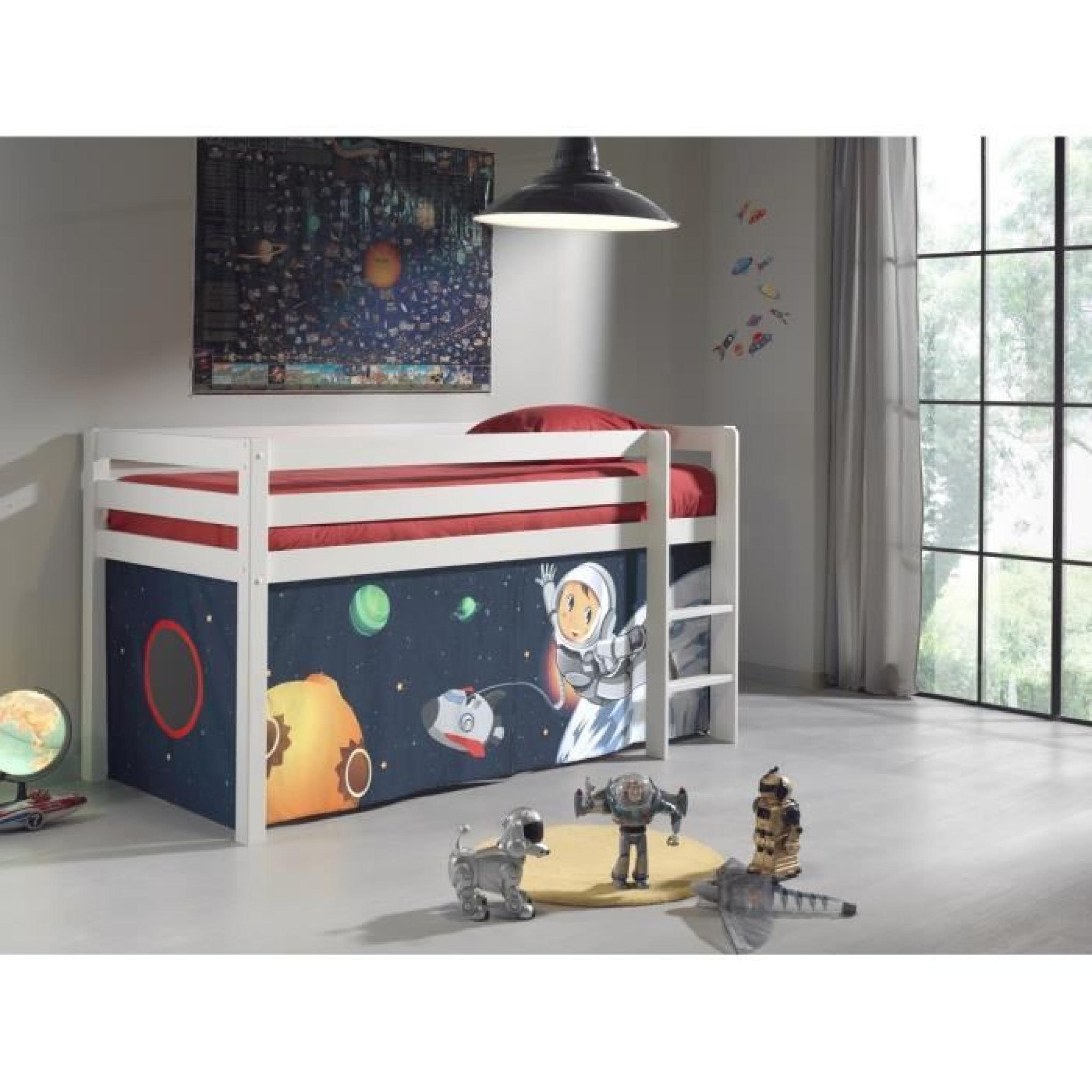 PINO Lit enfant mezzanine 90x200 SPACE - Blanc