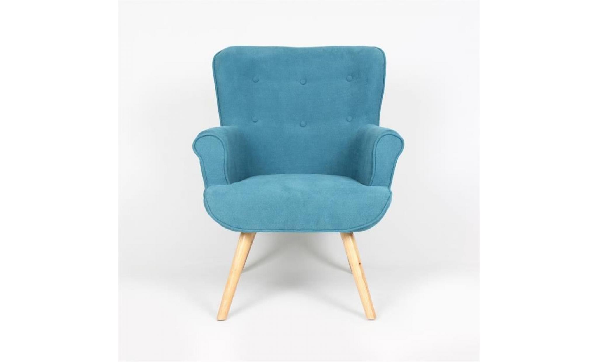 pinto fauteuil tissu bleu 87x75xh97cm pieds nature