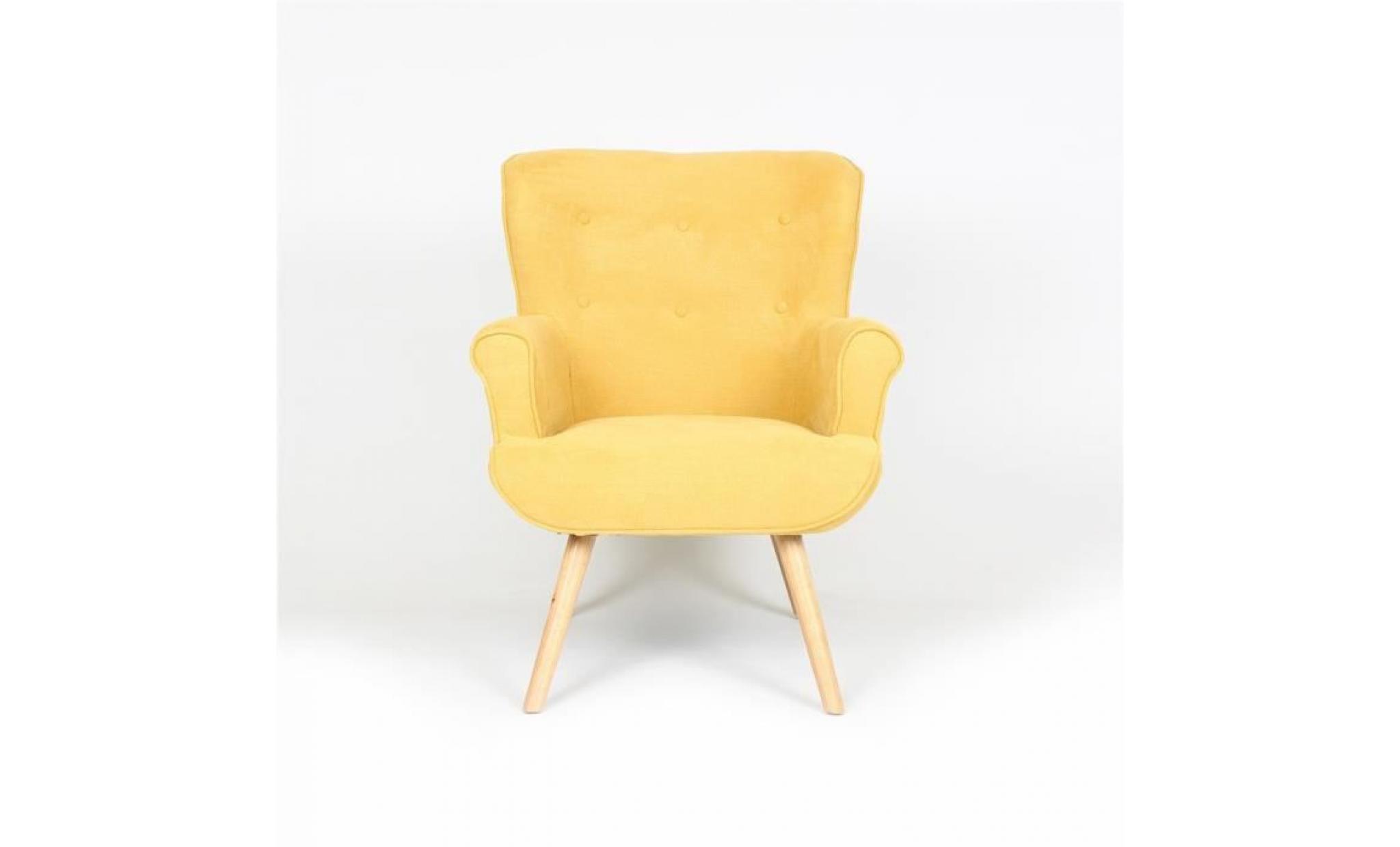 pinto fauteuil tissu jaune 87x75xh97cm pieds nature