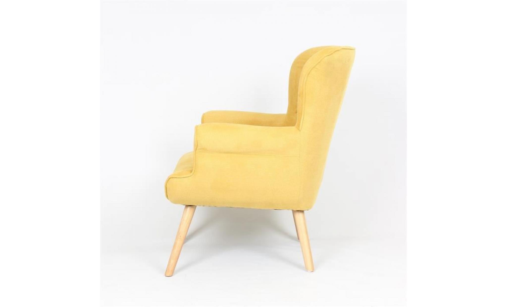 pinto fauteuil tissu jaune 87x75xh97cm pieds nature pas cher