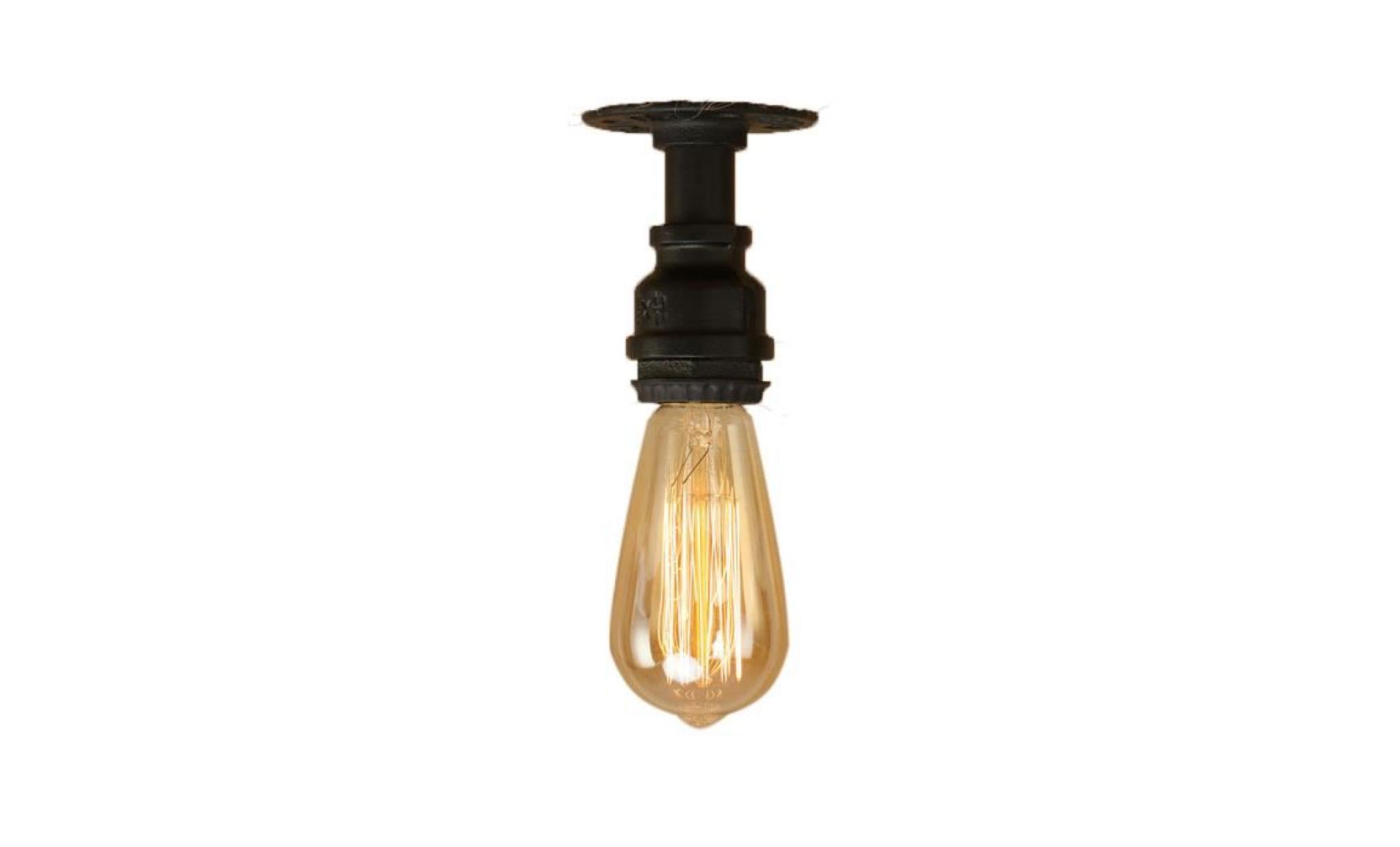 plafonnier luminaire.industriel lustre tuyau style vintage rétro applique murale base de lampe e27 noir