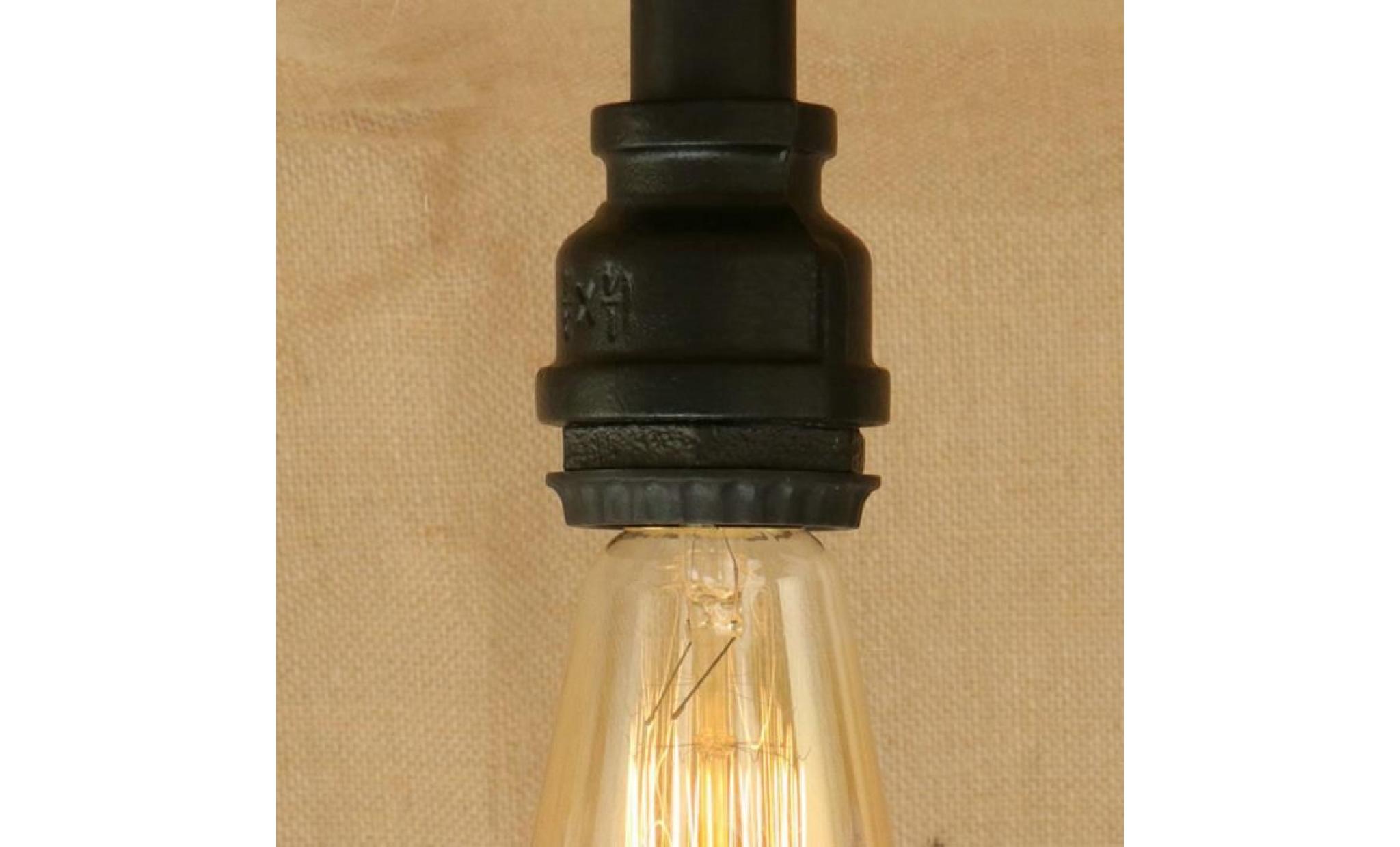 plafonnier luminaire.industriel lustre tuyau style vintage rétro applique murale base de lampe e27 noir pas cher