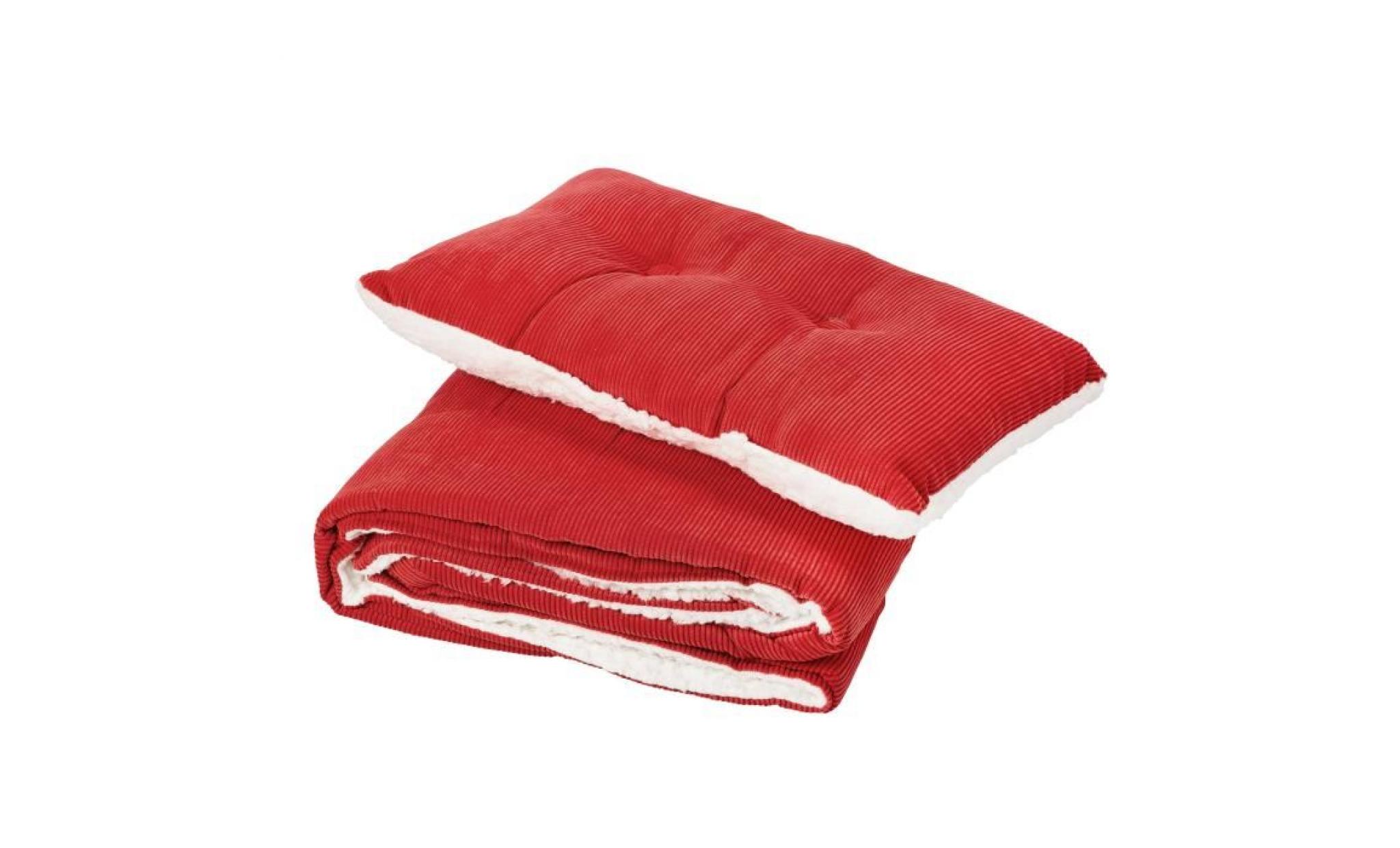 plaid menuires 130x150cm   100% polyester   rouge pas cher