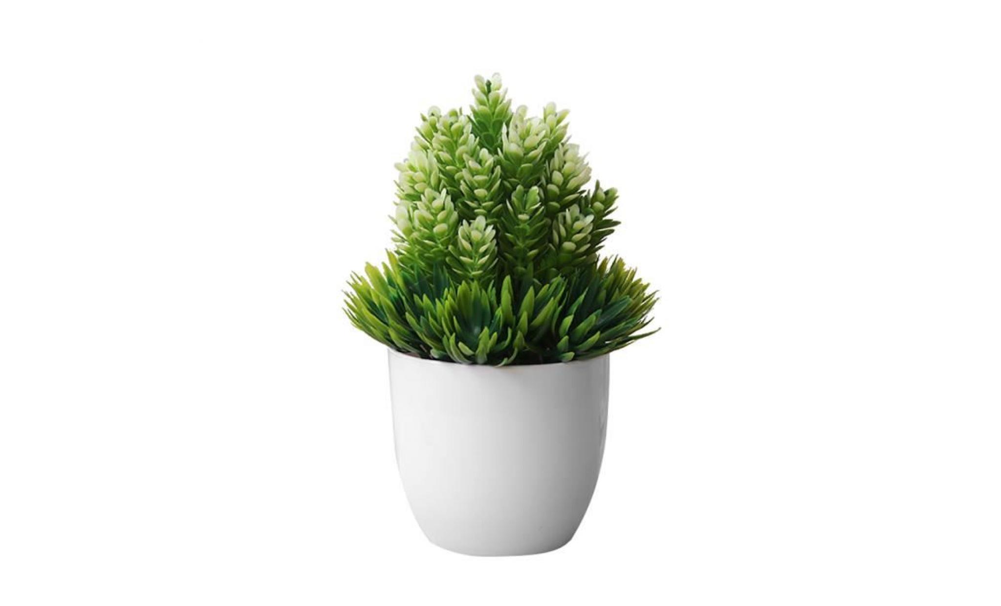 plante artificielle en pot faux décor de simulation de table de bonsaï pour le bureau à la maison hôtel blanc + vert