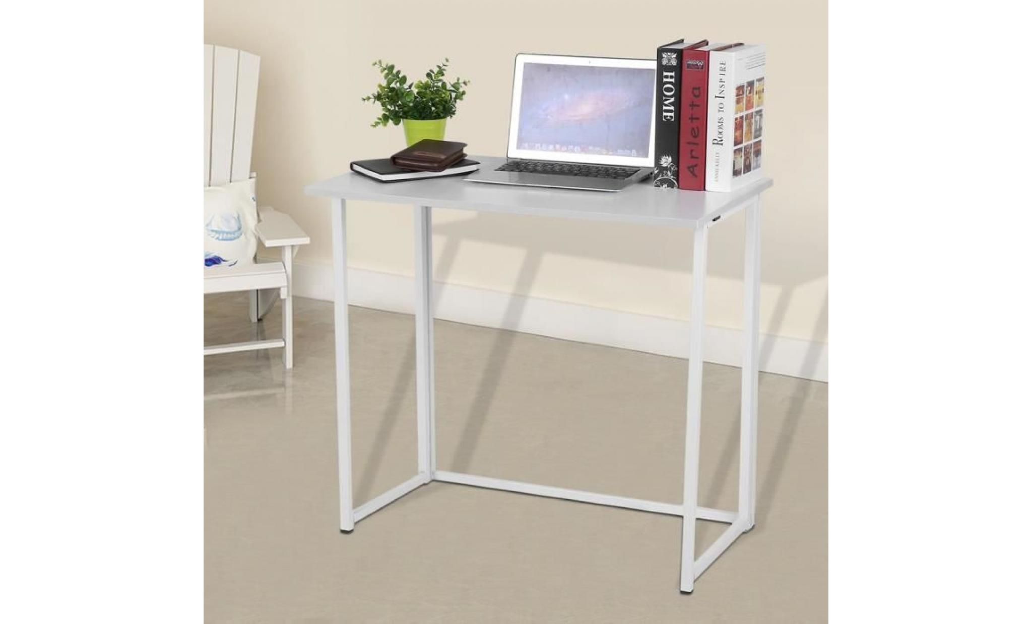 pliable table de bureau design simple table informatique d'ordinateur bureau travail blanc en bois mdf