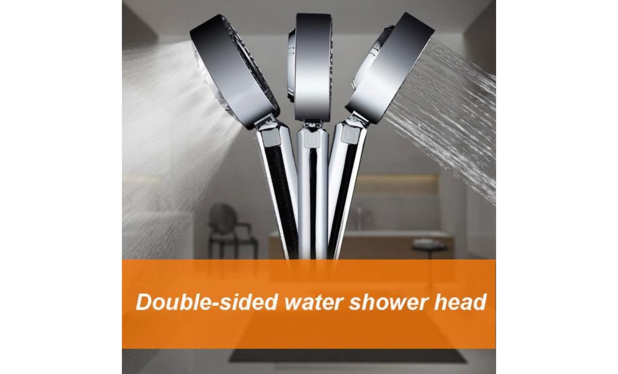 pommeau de douche spa argenté à double face pour salle de bains à 3 étages, à économie d'énergie par de l'eau pas cher