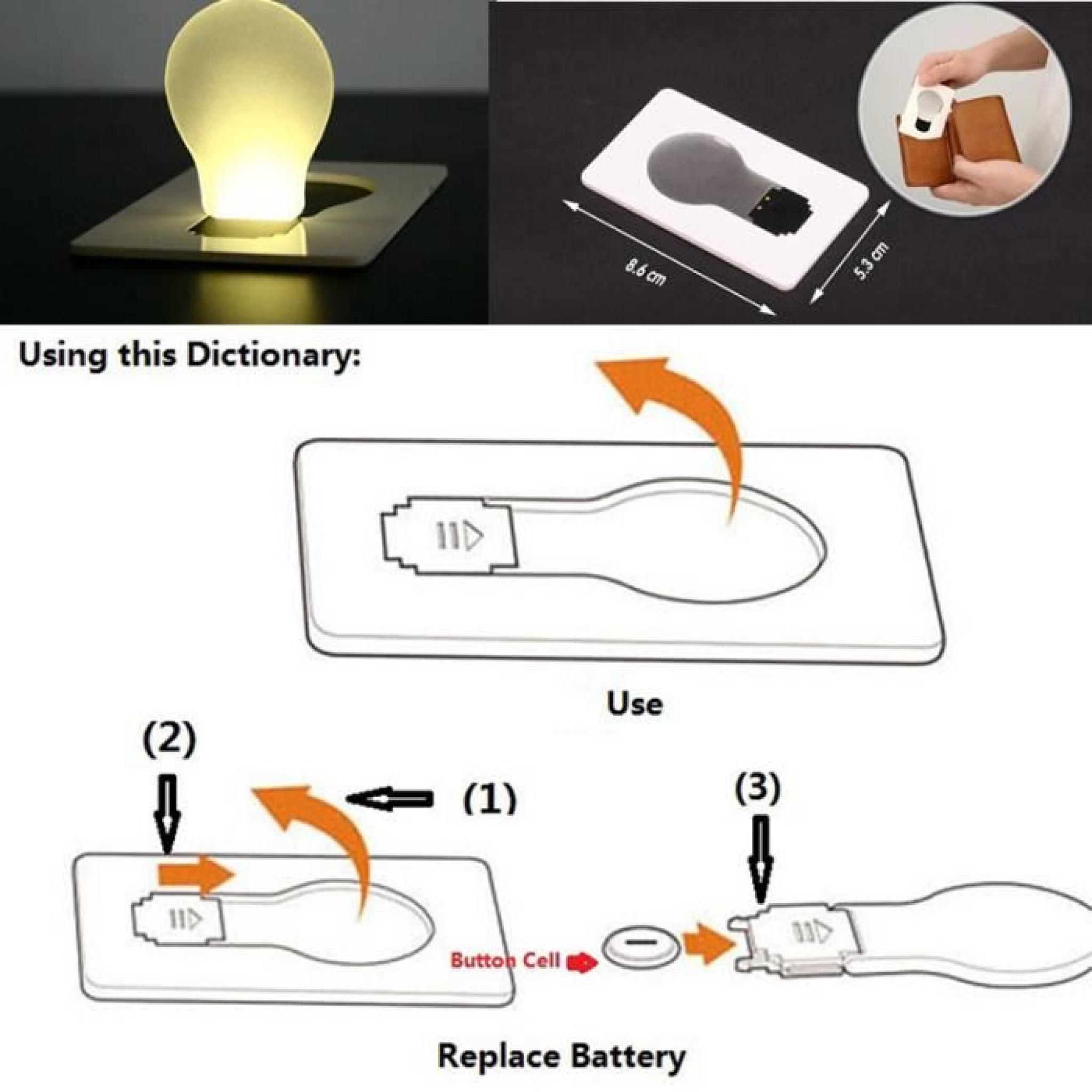 portable carte de LED lampe de poche lumière éclairage de secours bourse de portefeuille pas cher