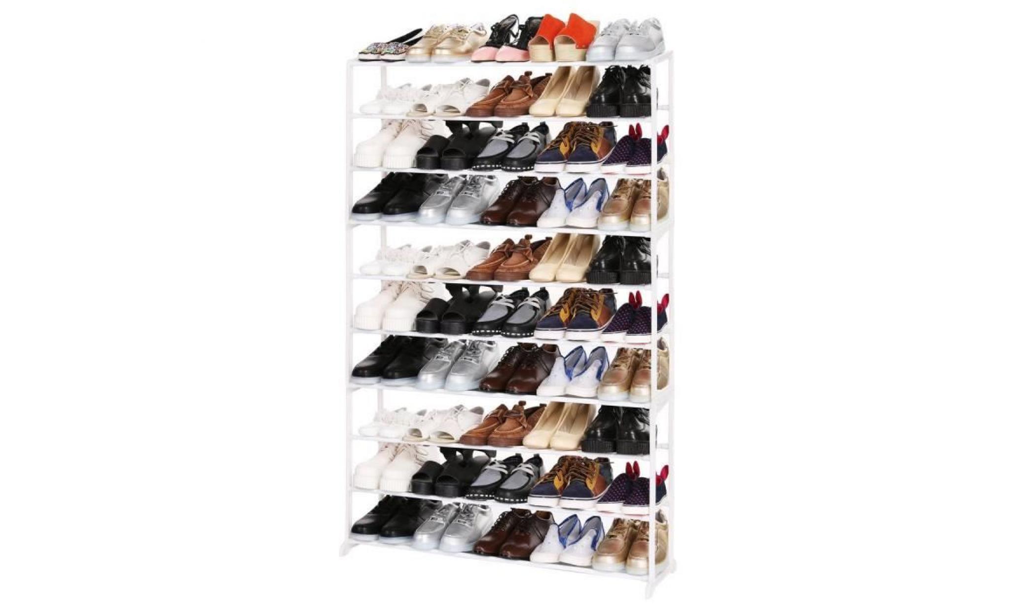 etagère rangement organisateur chaussures rack niveau 10 portable  blanc