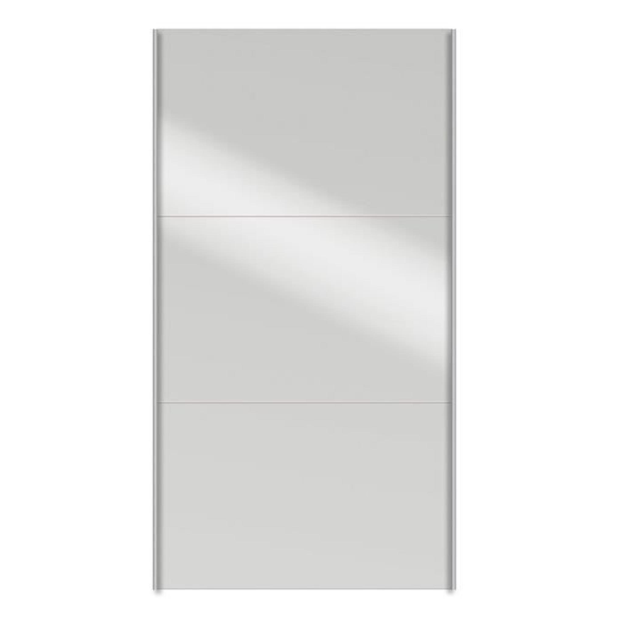 Porte coulissante coloris Blanc pour caisse de dressing avec miroir - Dim : H 227 x L 100 x P 1 cm