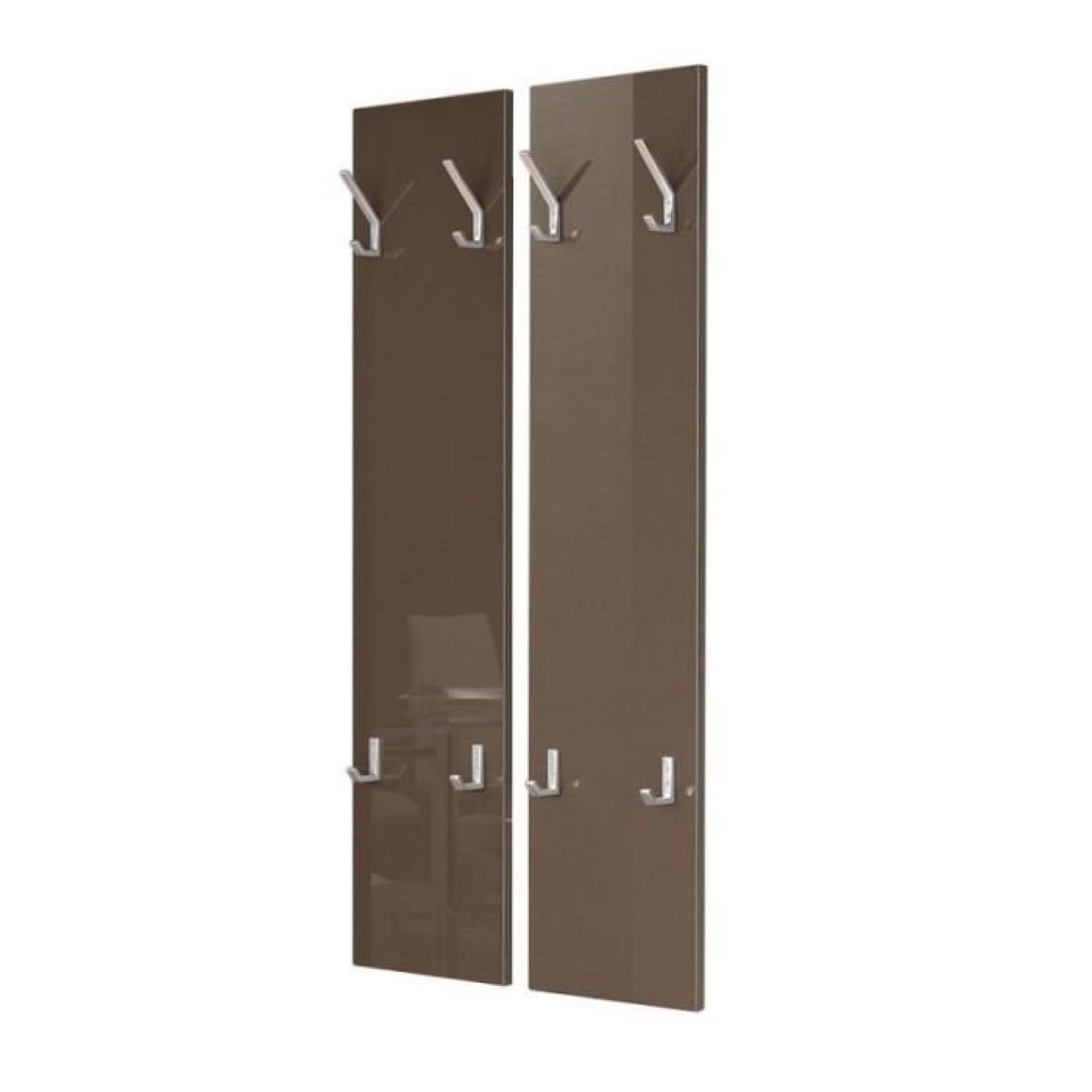 Porte manteaux design 2 panneaux laqués chocolat pas cher
