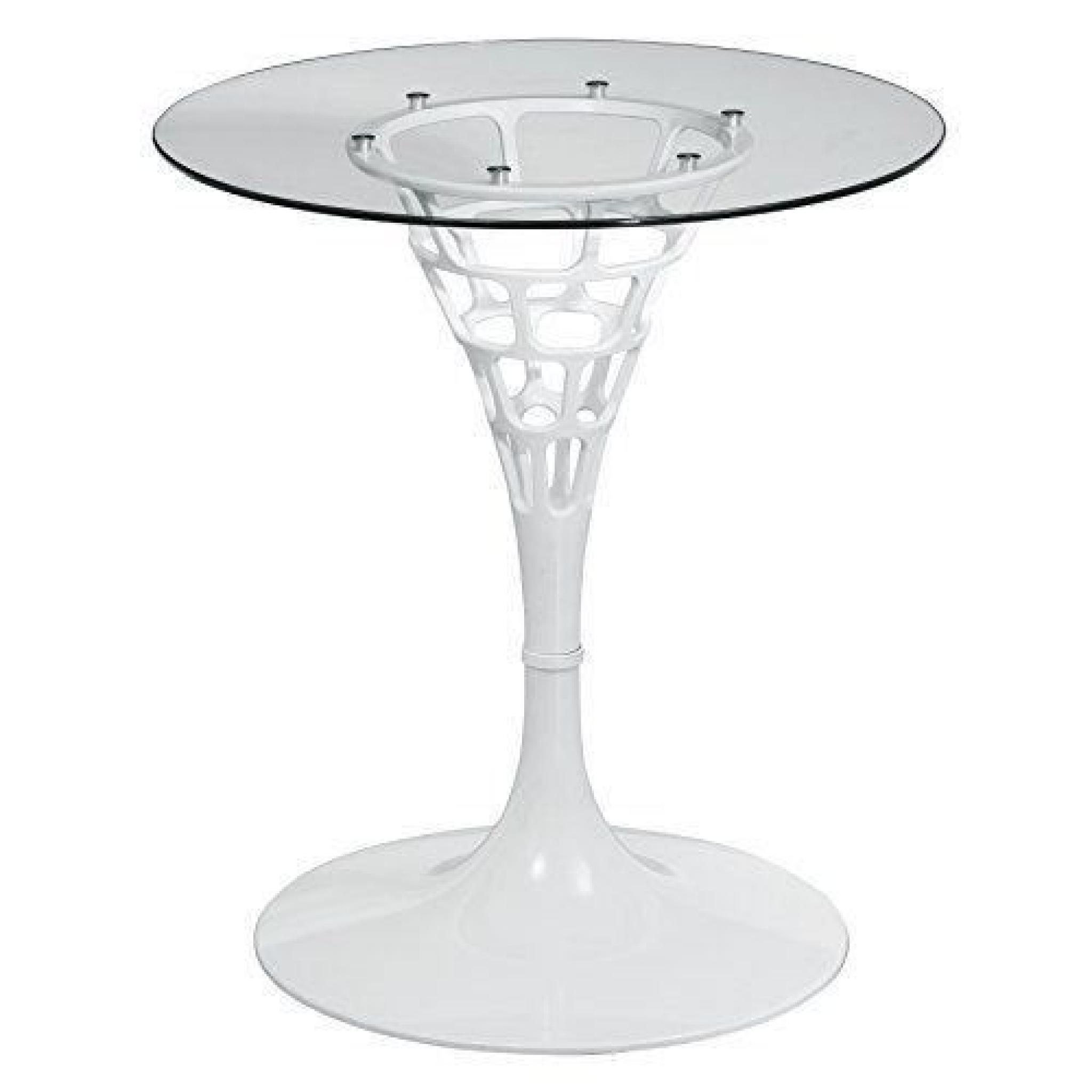 Premier Housewares 2402509 Table de Bistrot Sentier Tournant en ABS avec Verre Trempé Transparent/Blanc…