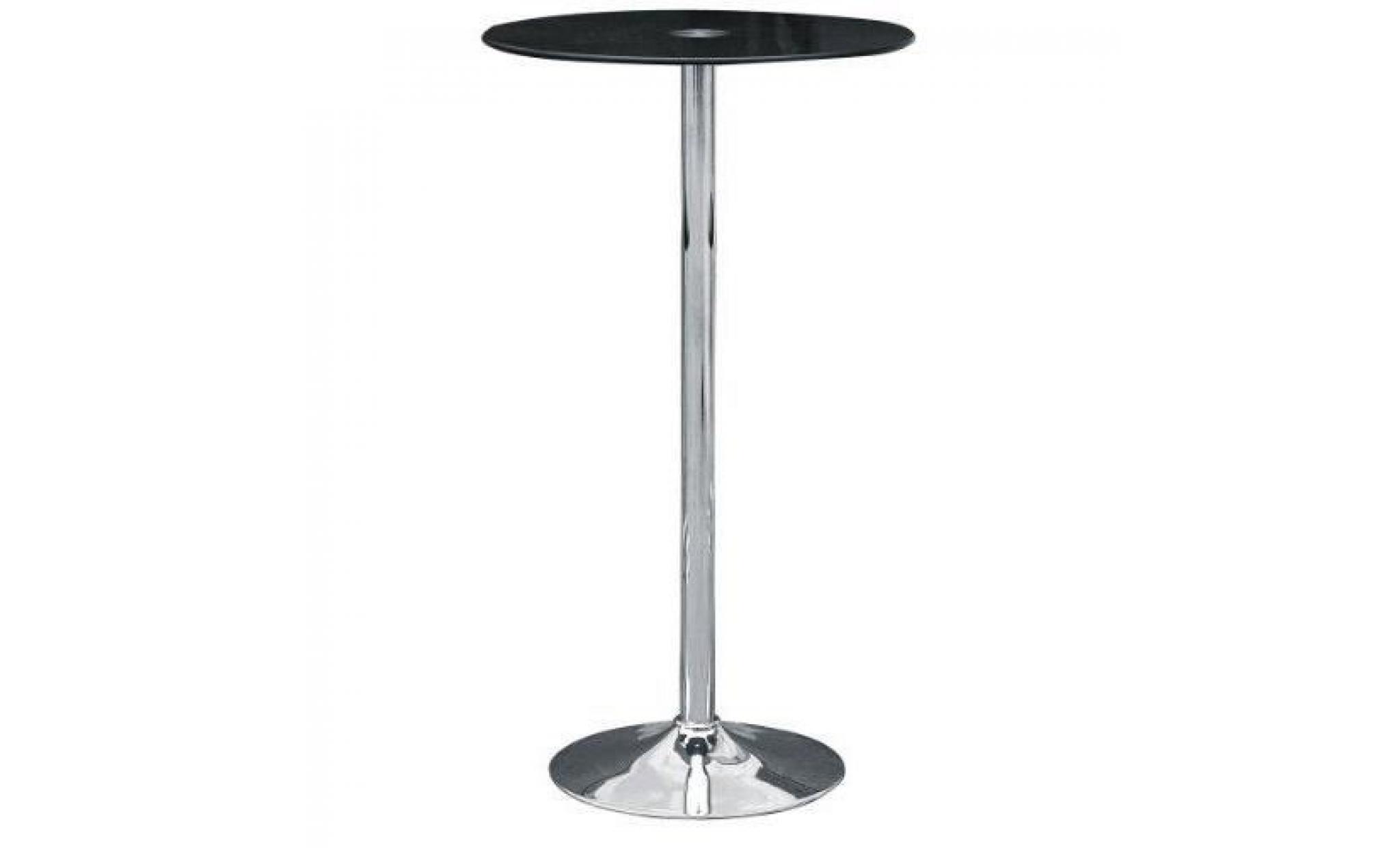Premier Housewares Table de bar avec plateau en verre trempé et pied chromé 107 x 60 x 60 cm (Noir)…