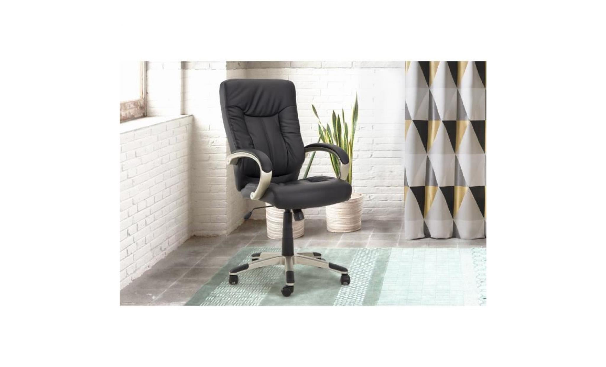 president fauteuil bureau style classique   simili noir   l 49 x p 48 cm pas cher