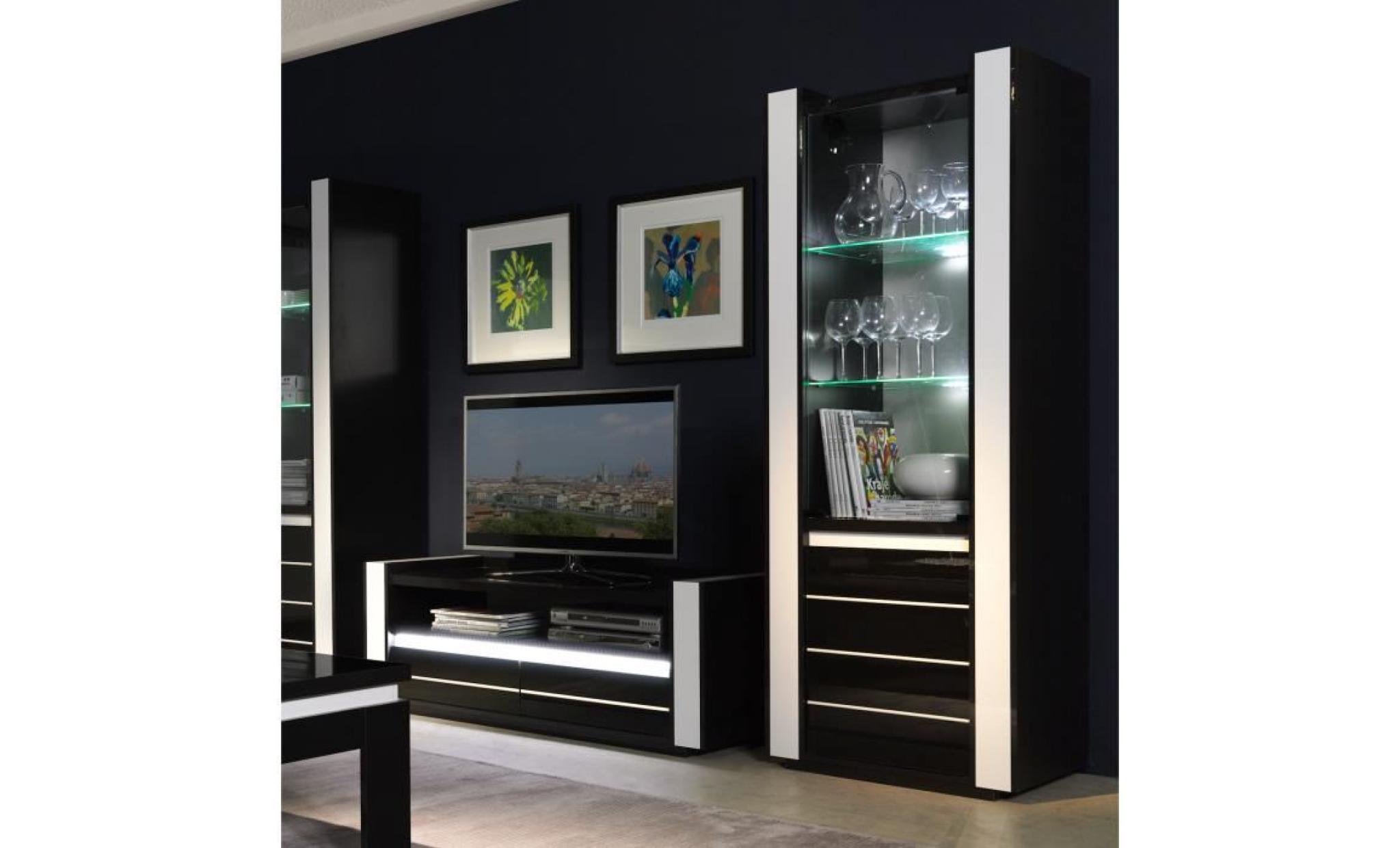 price factory   ensemble pour votre salon lina. meuble tv hifi + vitrine petit modèle + led. meubles laqués design haute brillance