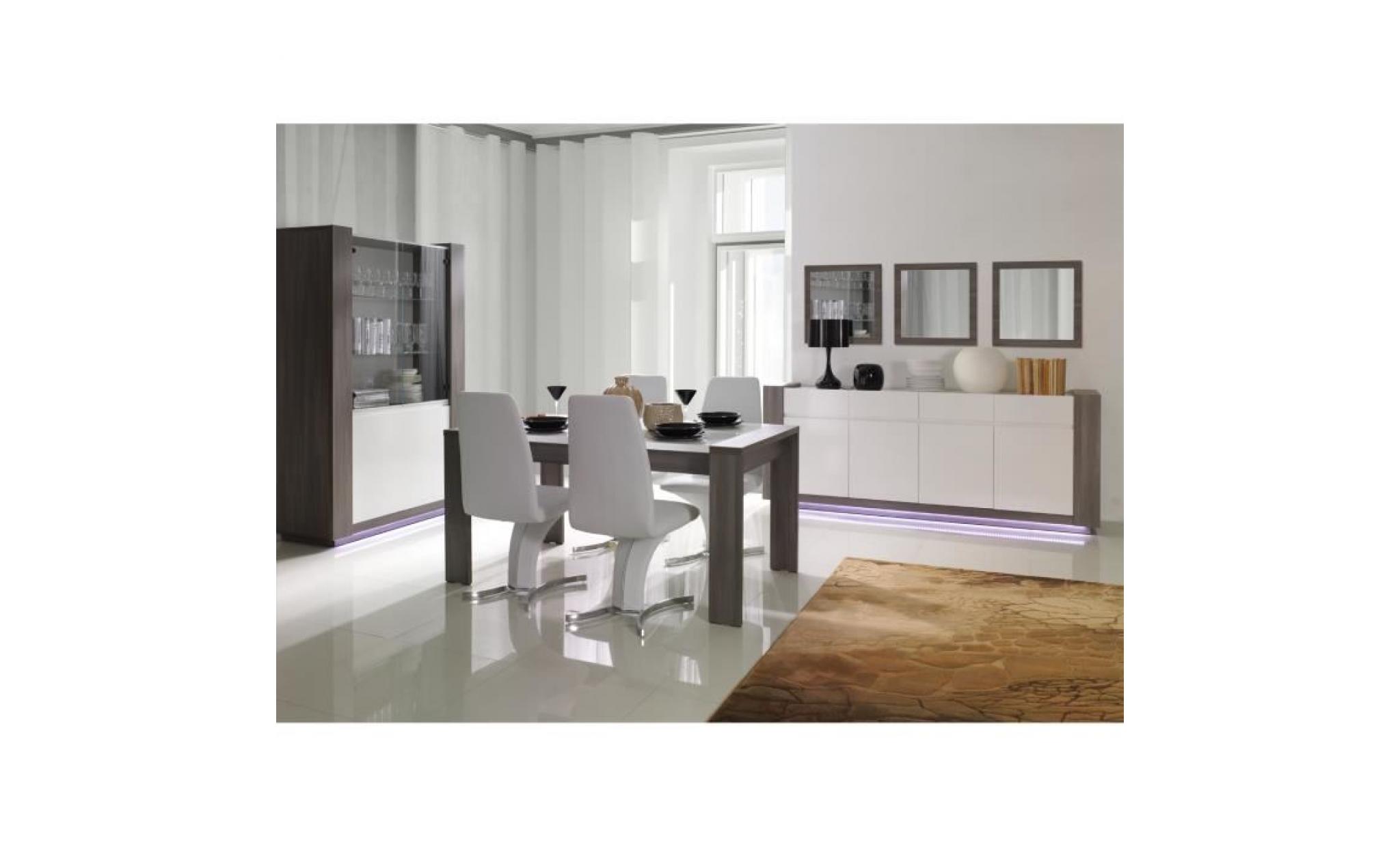 price factory   vitrine / vaisselier augusto  coloris gris bodega et blanc brillant, idéal pour votre salle à manger pas cher
