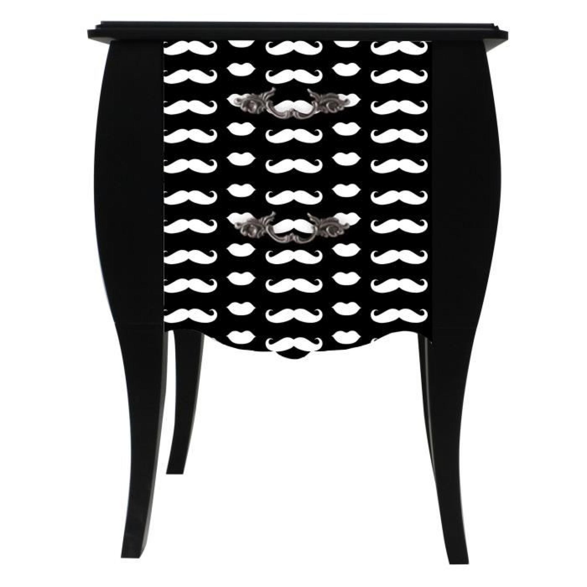 Print Baroque - Love 2  Table de chevet à 2 tiroirs - Imprimé multi-moustache 