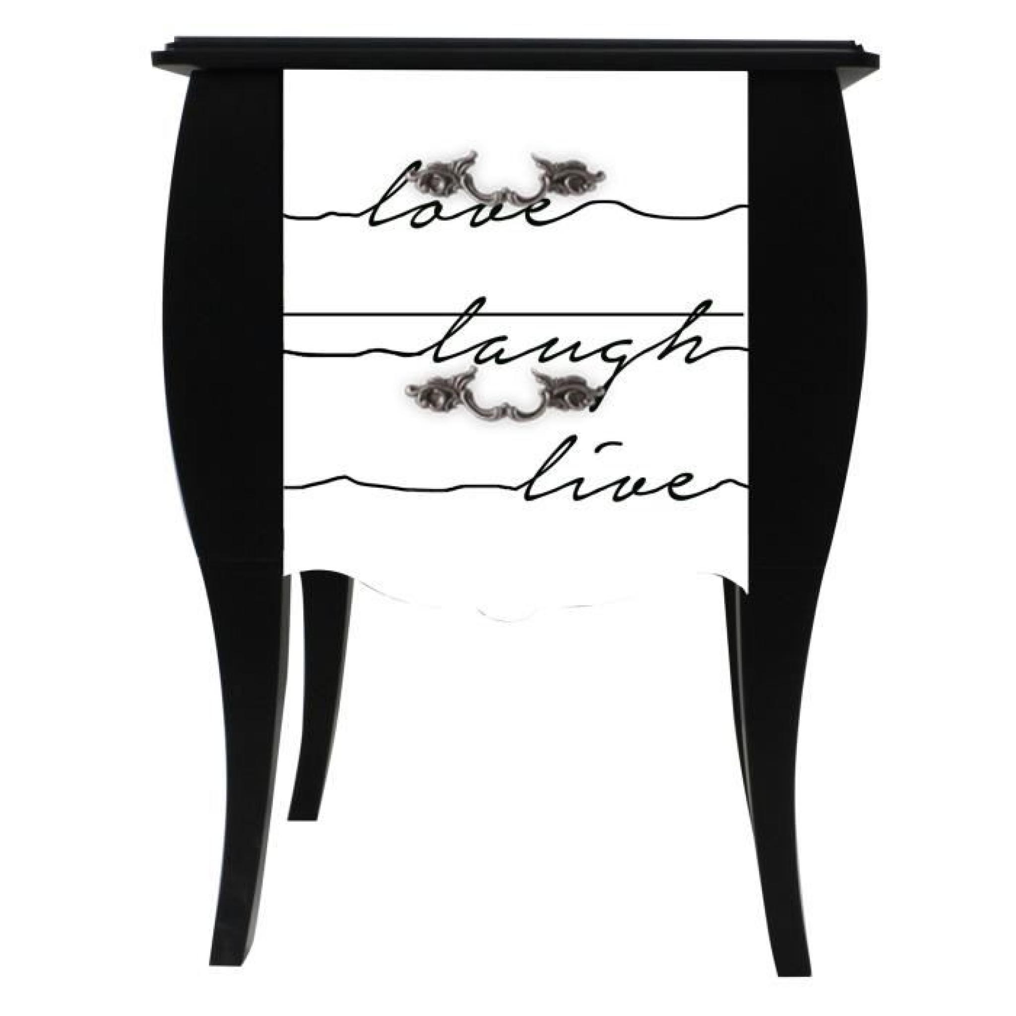 Print Baroque - Love Table de chevet à 2 tiroirs - Imprimé écriture love