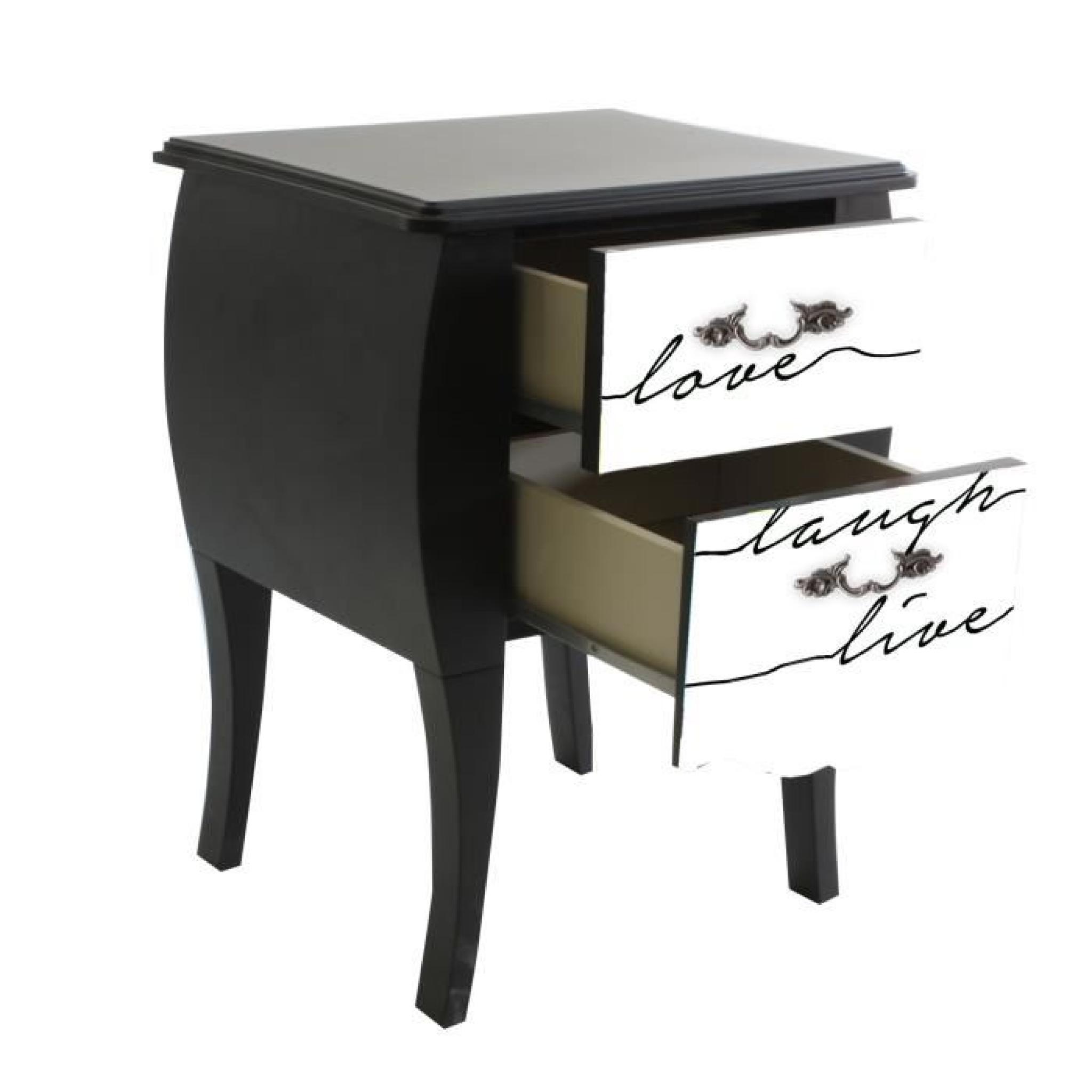 Print Baroque - Love Table de chevet à 2 tiroirs - Imprimé écriture love pas cher