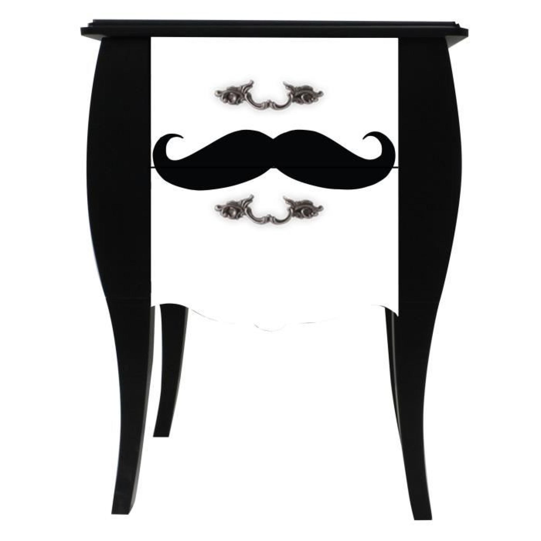 Print Baroque - Moustache  Table de chevet à 2 tiroirs - Imprimé moustache 