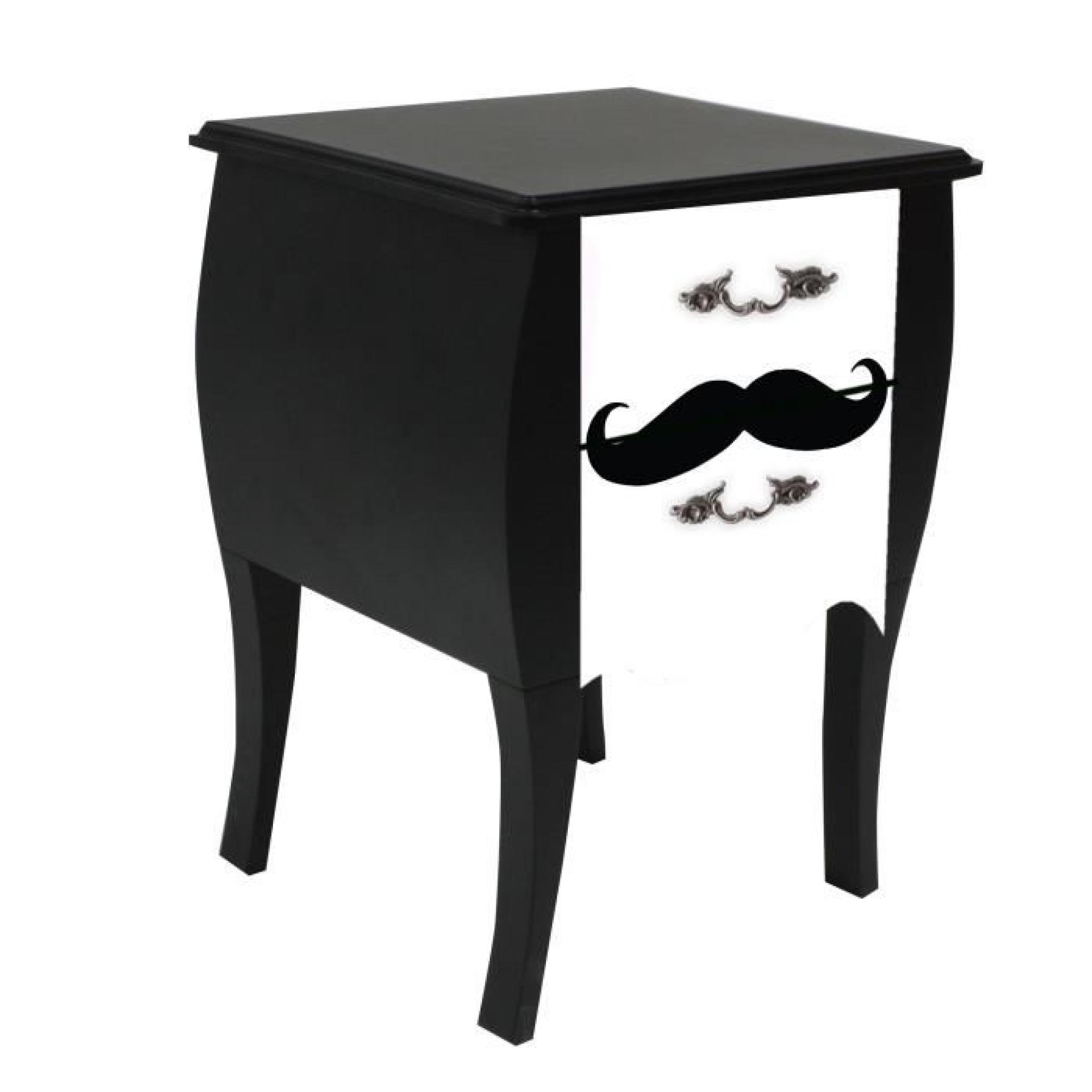 Print Baroque - Moustache  Table de chevet à 2 tiroirs - Imprimé moustache  pas cher