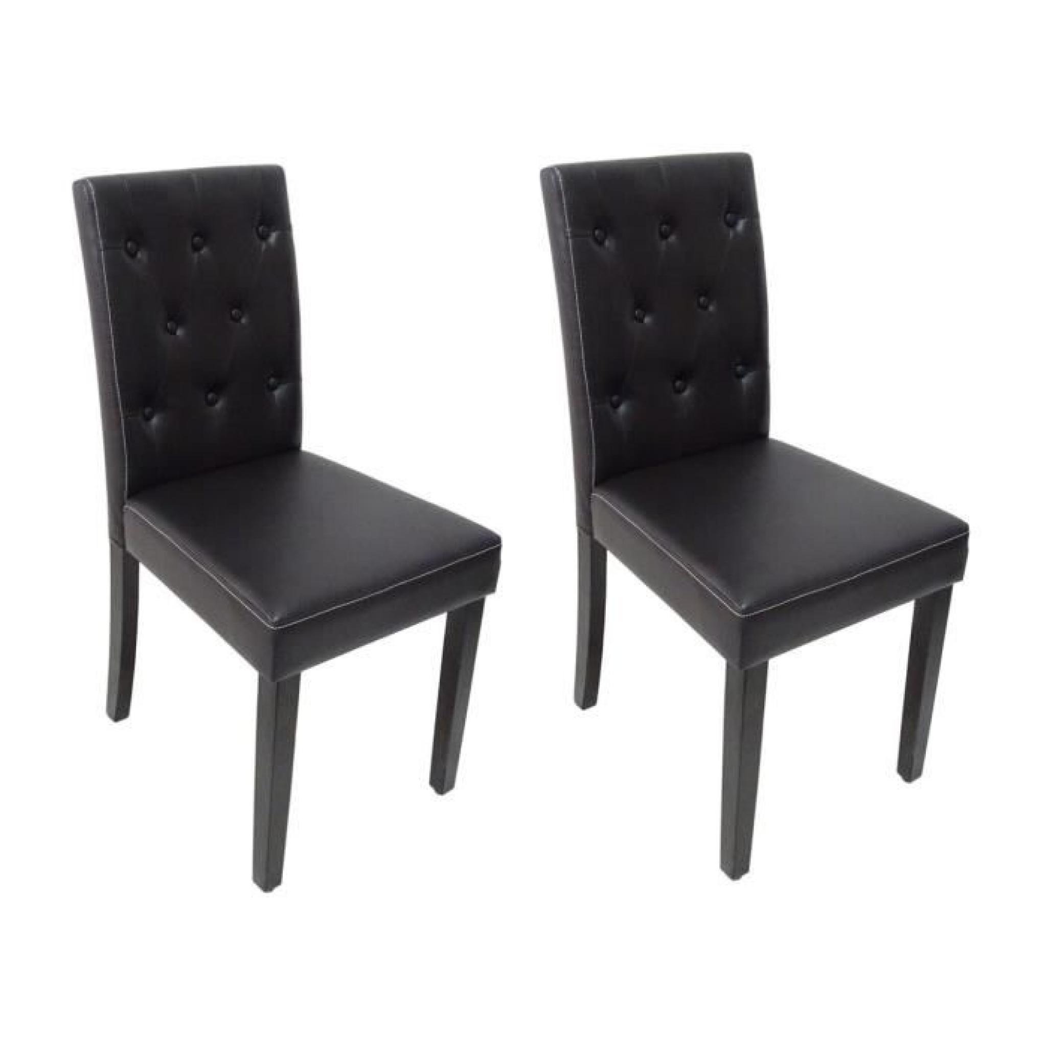 PRISCILIA Lot de 2 chaises de salle à manger en simili noir