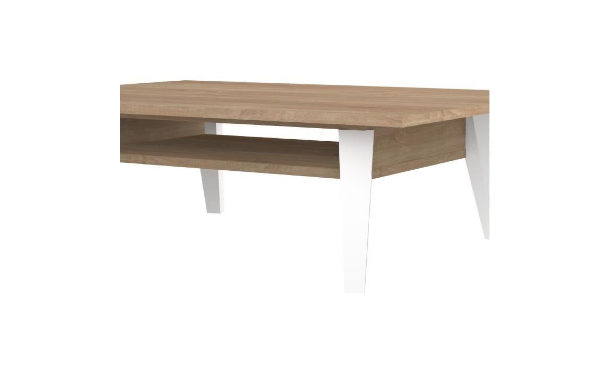 prism  table basse scandinave mélaminée décor chêne et blanc mat   l 89 x l 67 cm pas cher