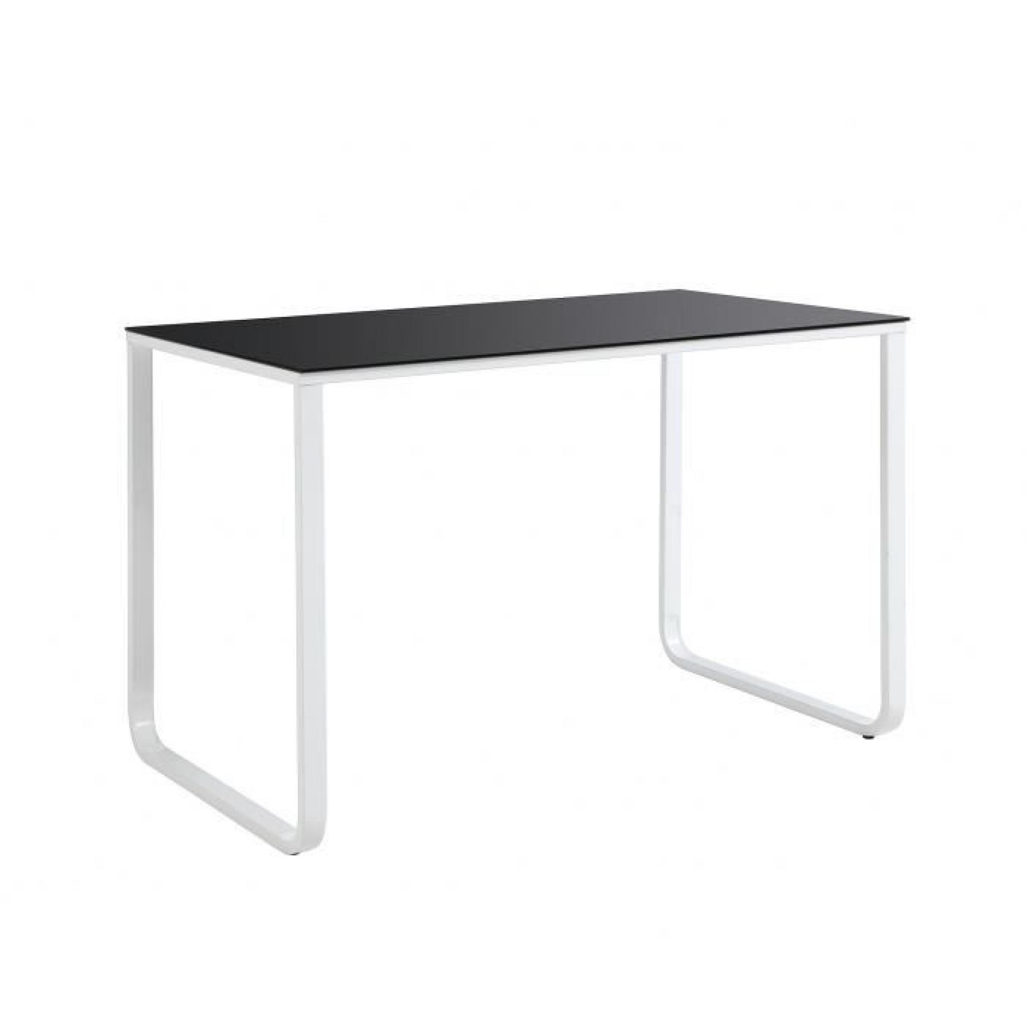 PROFIL Table à manger 120x70cm métal et verre noir et blanc pas cher