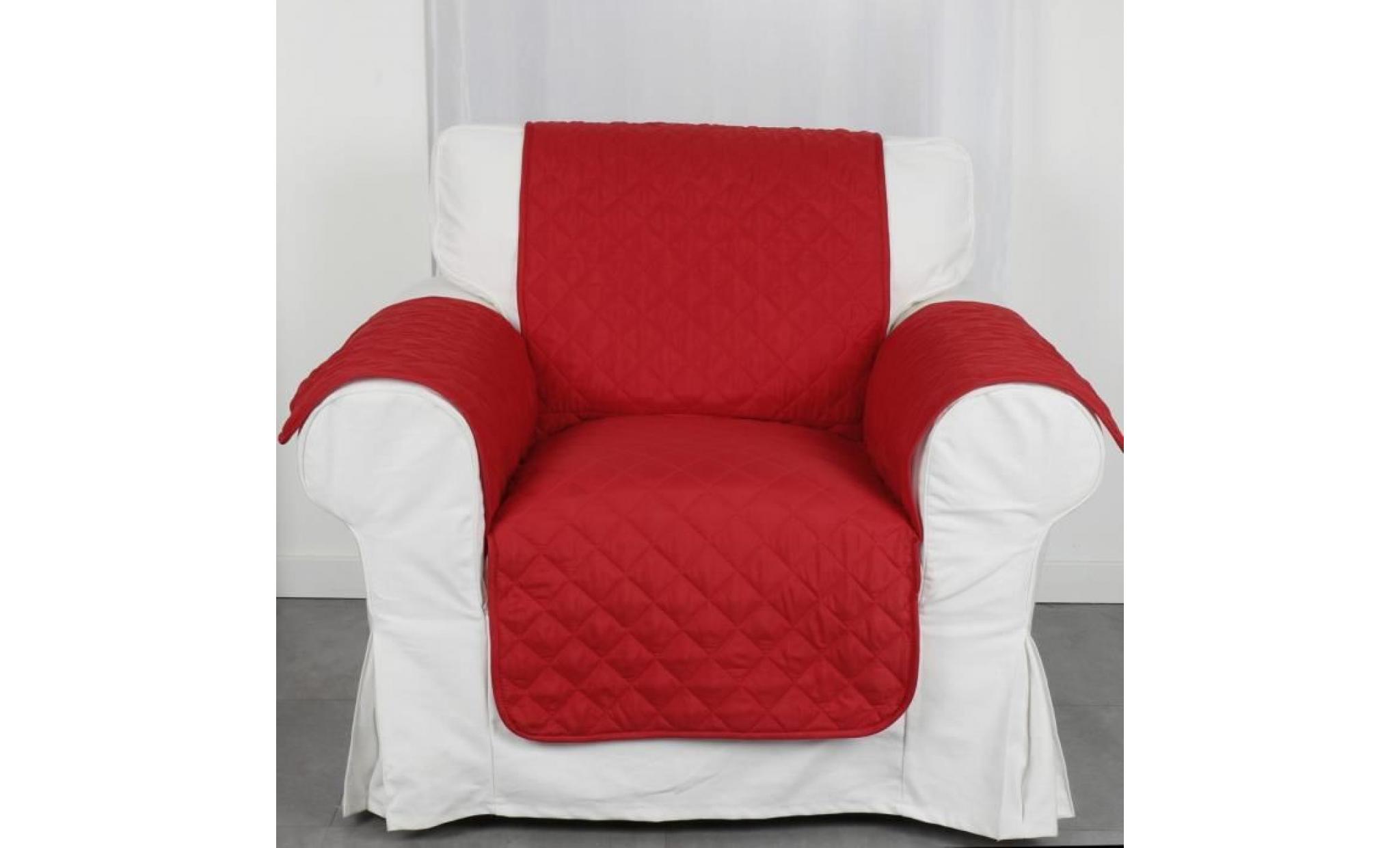 protège fauteuil matelasse microfibre uni club rouge 165 x 179 cm