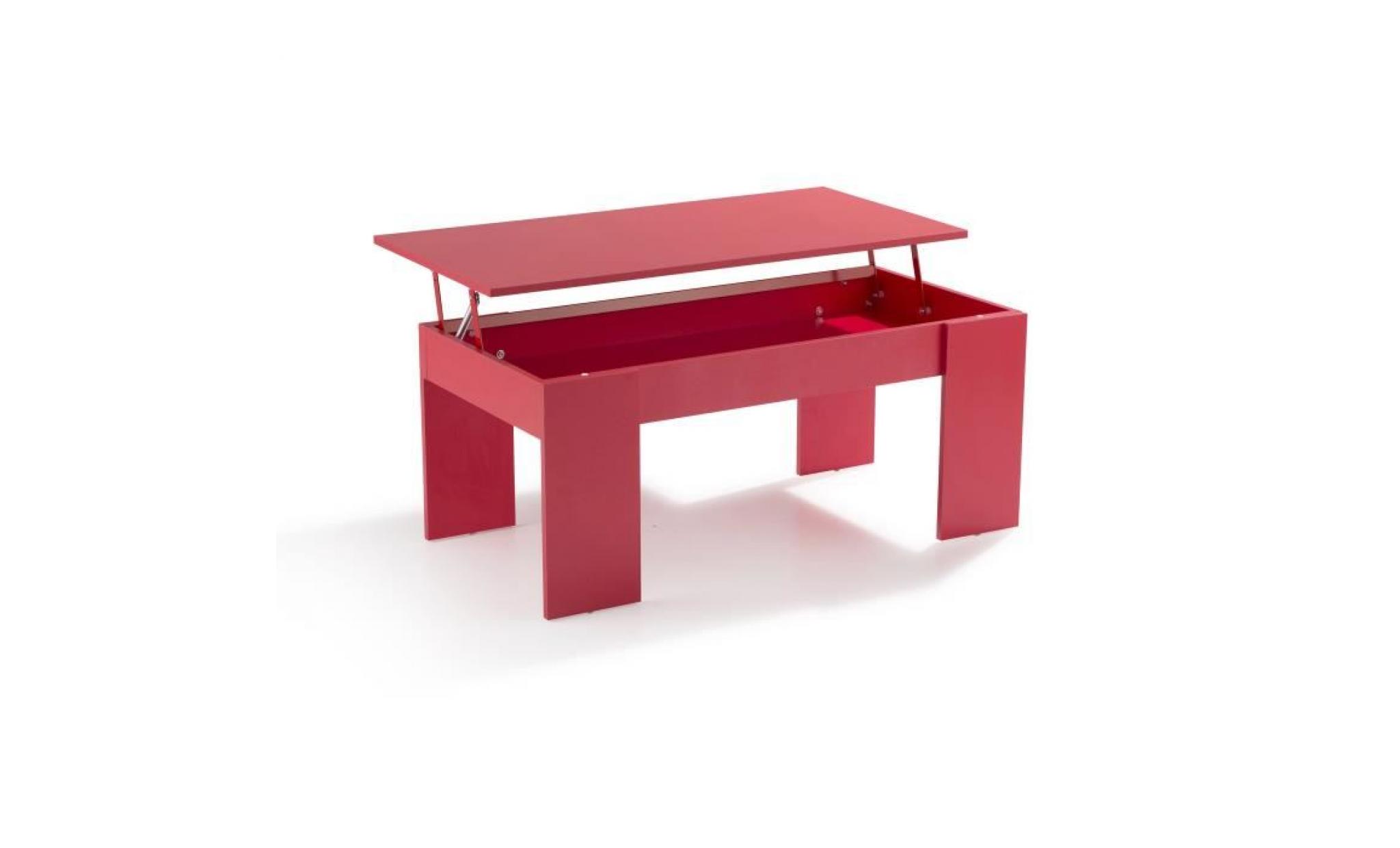 push  table basse plateau relevable mélaminé rouge