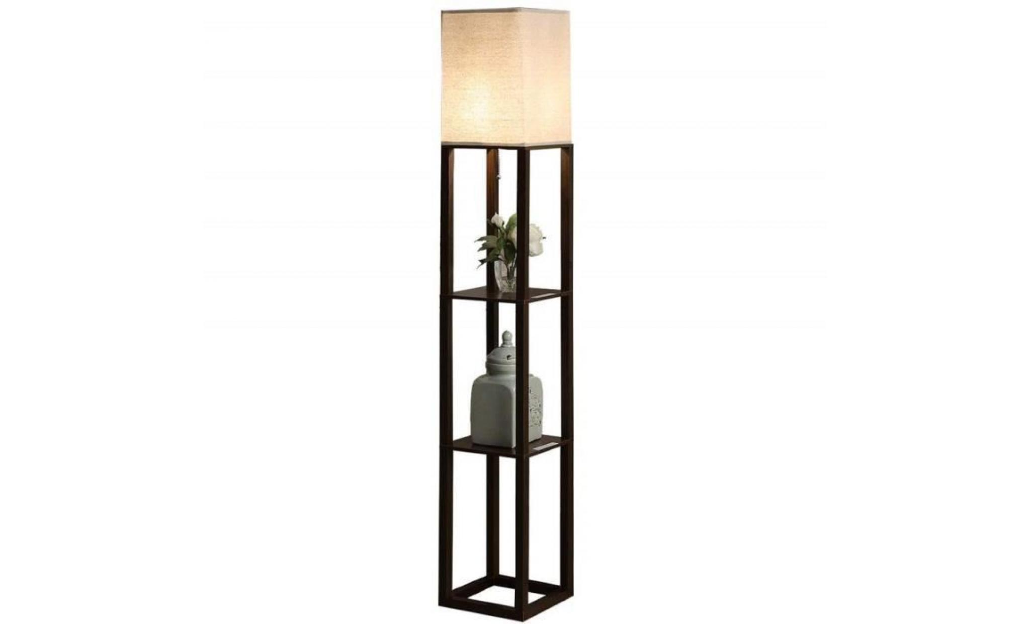 qianguang® lampadaire en bois de 1,6 m avec étagères pour chambre et salon (sans ampoule) (white)