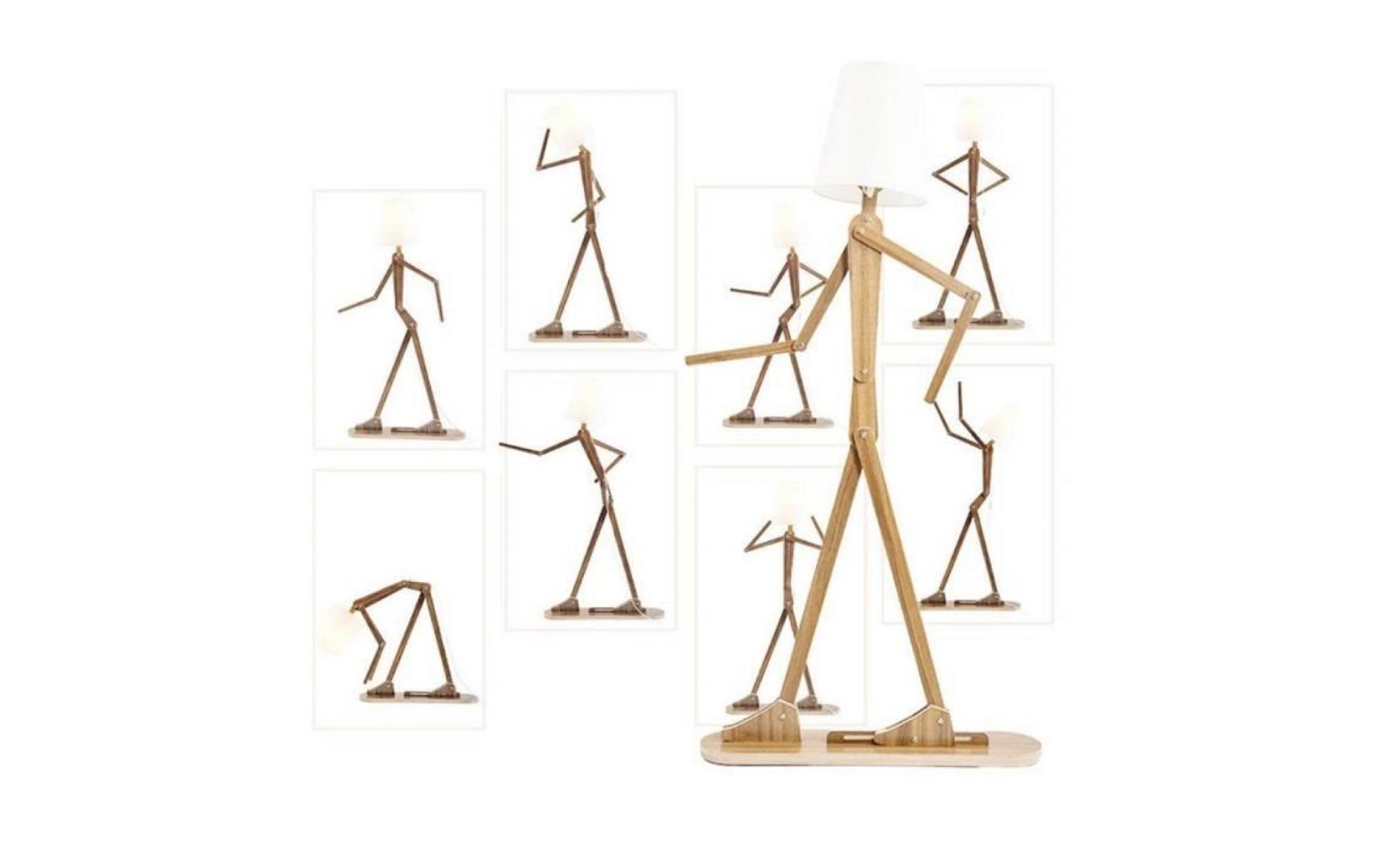 qianguang® moderne style nordique lampadaire créatif en bois original 1.6 m décoration en bois humanoïde pas cher
