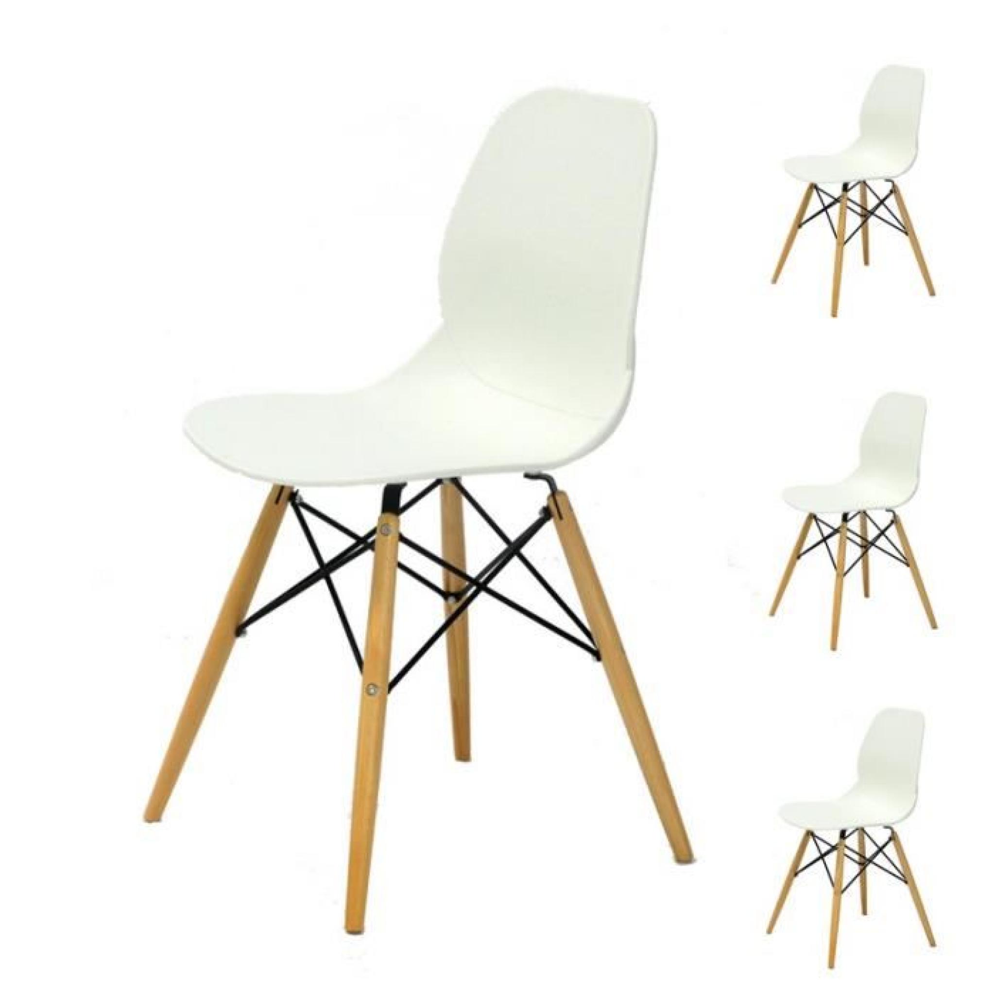 Quatuor de chaises Blanches - BURI - L 51 x l 46 x H 81 cm