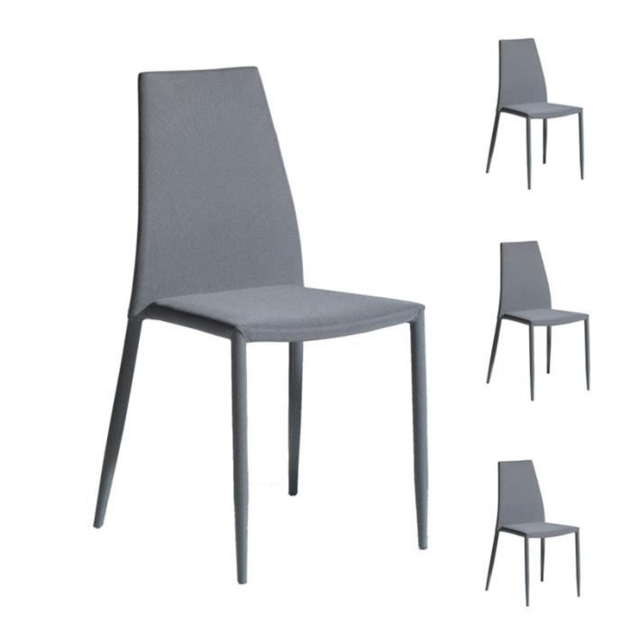 Quatuor de chaises Grises - ALPIA - L 39 x l 42 x H 86 cm