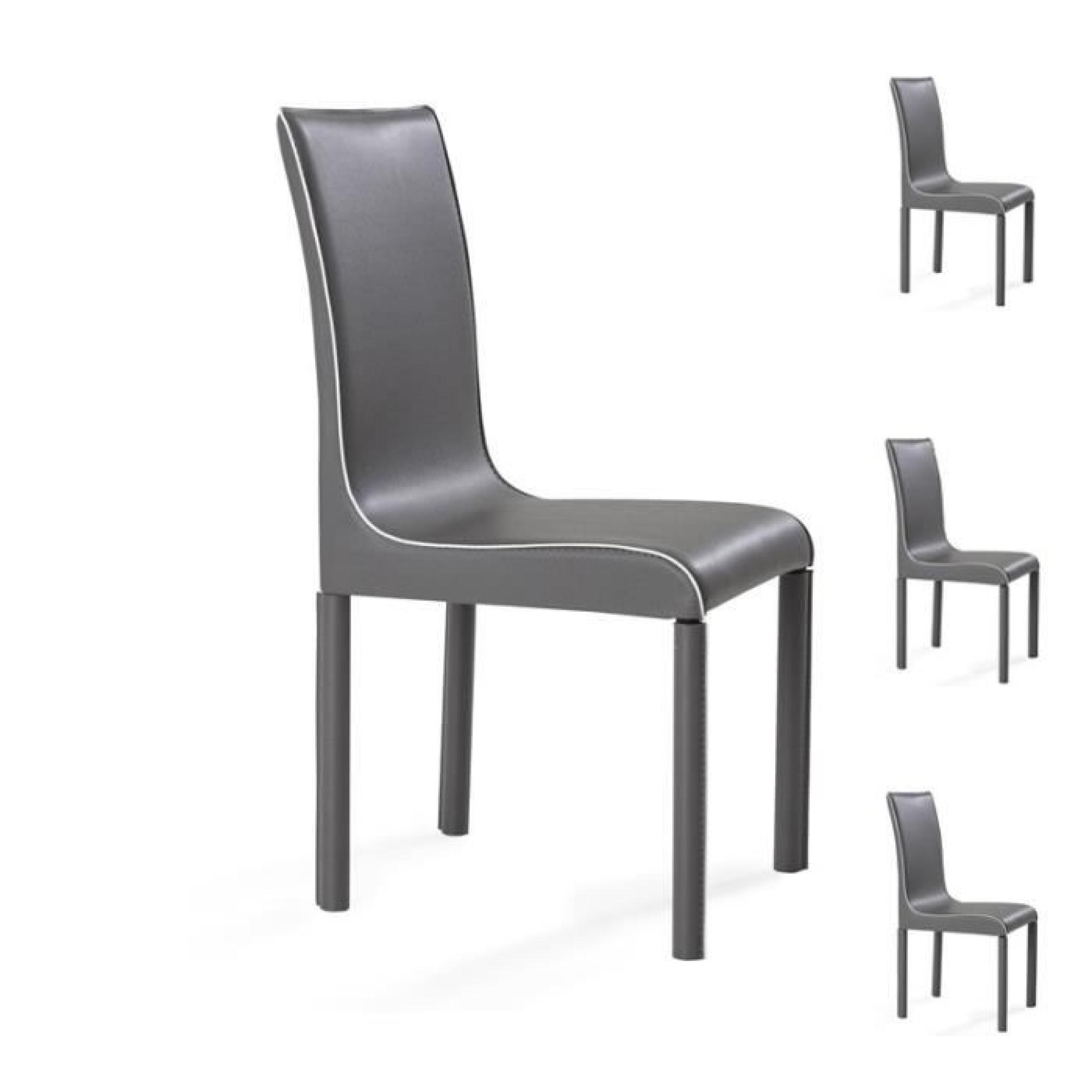 Quatuor de chaises Grises - BOUBLI - L 46 x l 55 x H 83 cm