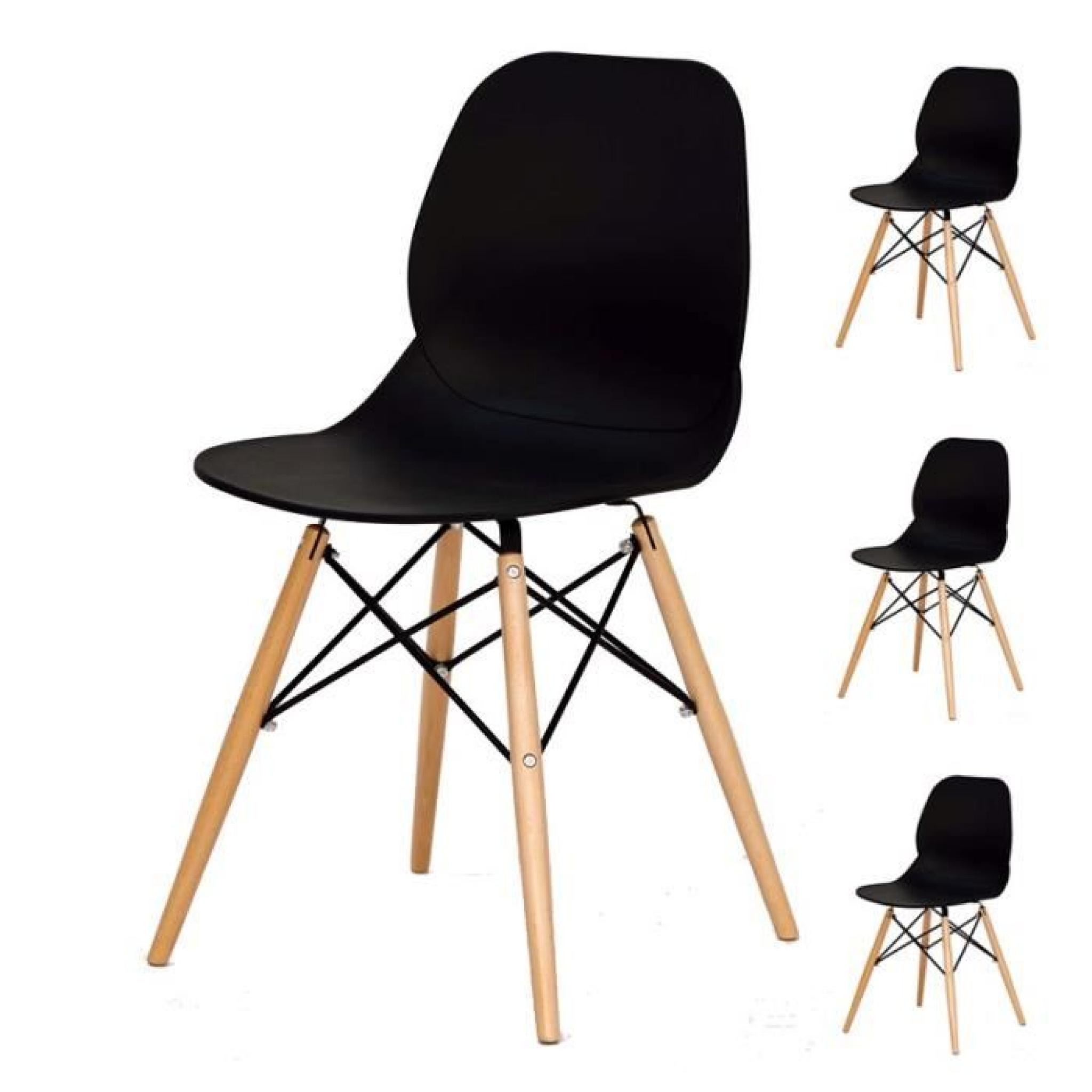 Quatuor de chaises Noires - BURI - L 51 x l 46 x H 81 cm